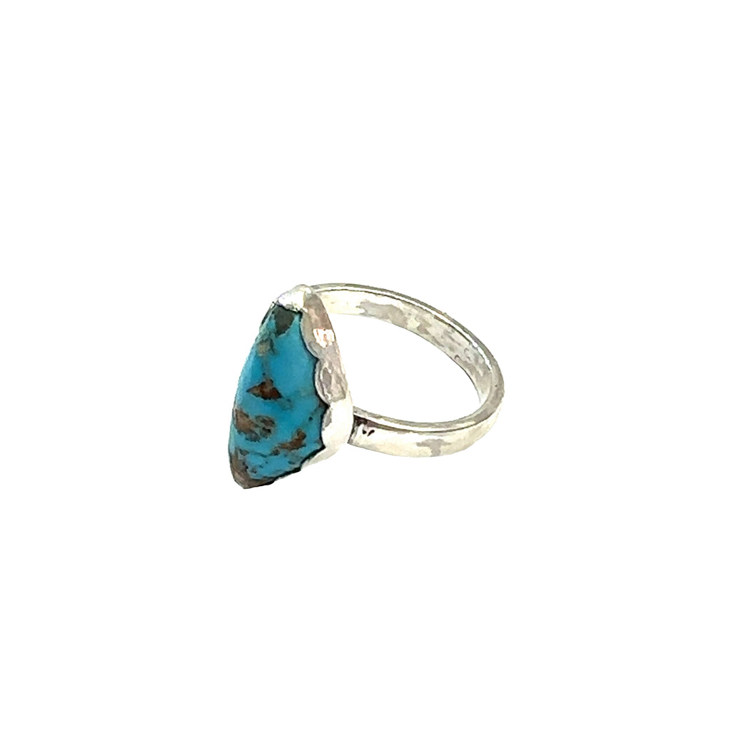 Sterling Silver Turquoise Ring on white  left-side center overview