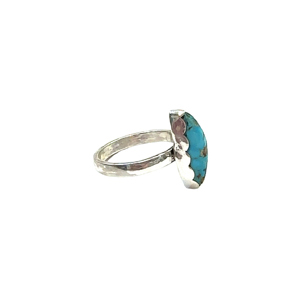 Sterling Silver Turquoise Ring on white  right-side center overview