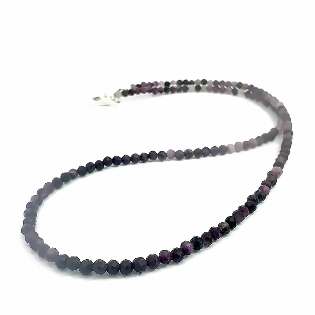 Sugilite Gemstone Necklace on white long overview
