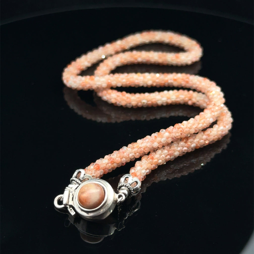Sunstone Crocheted Gemstone Necklace back