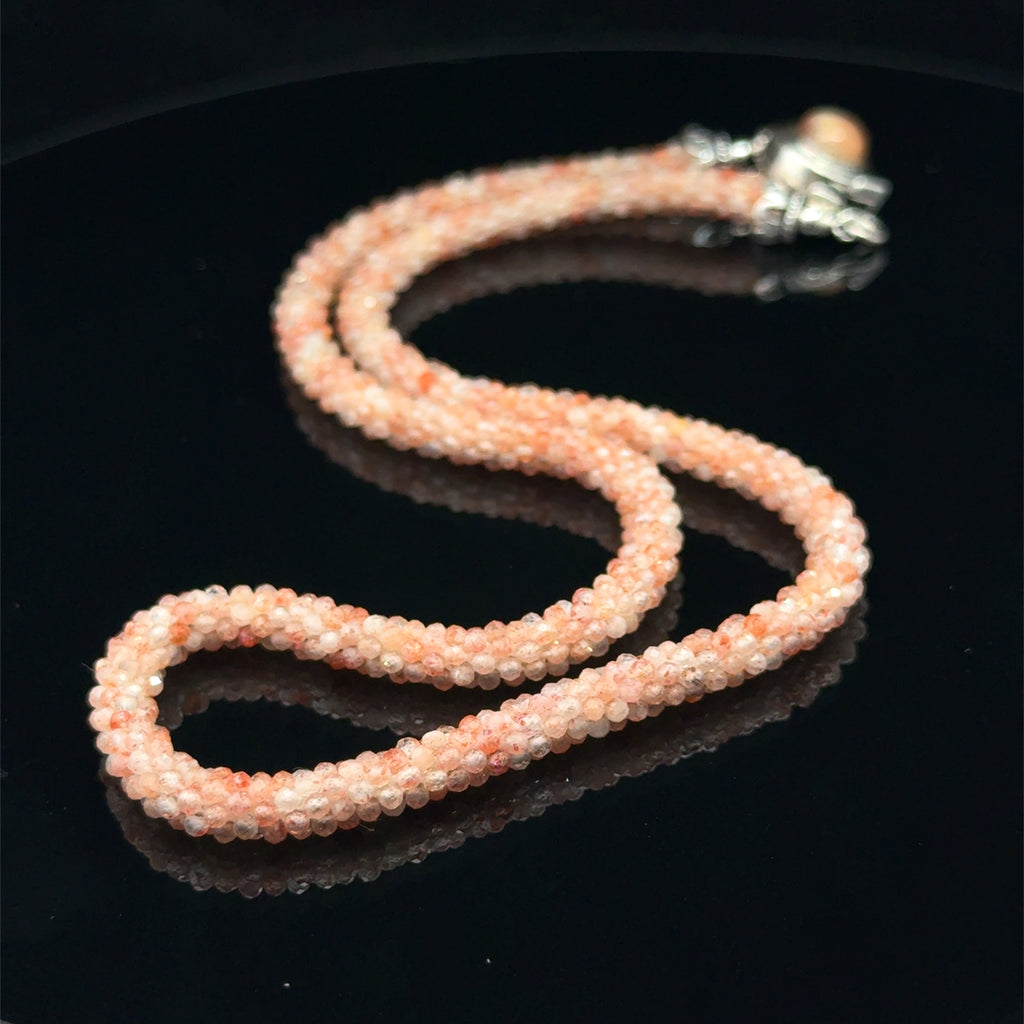 Sunstone Crocheted Gemstone Necklace front