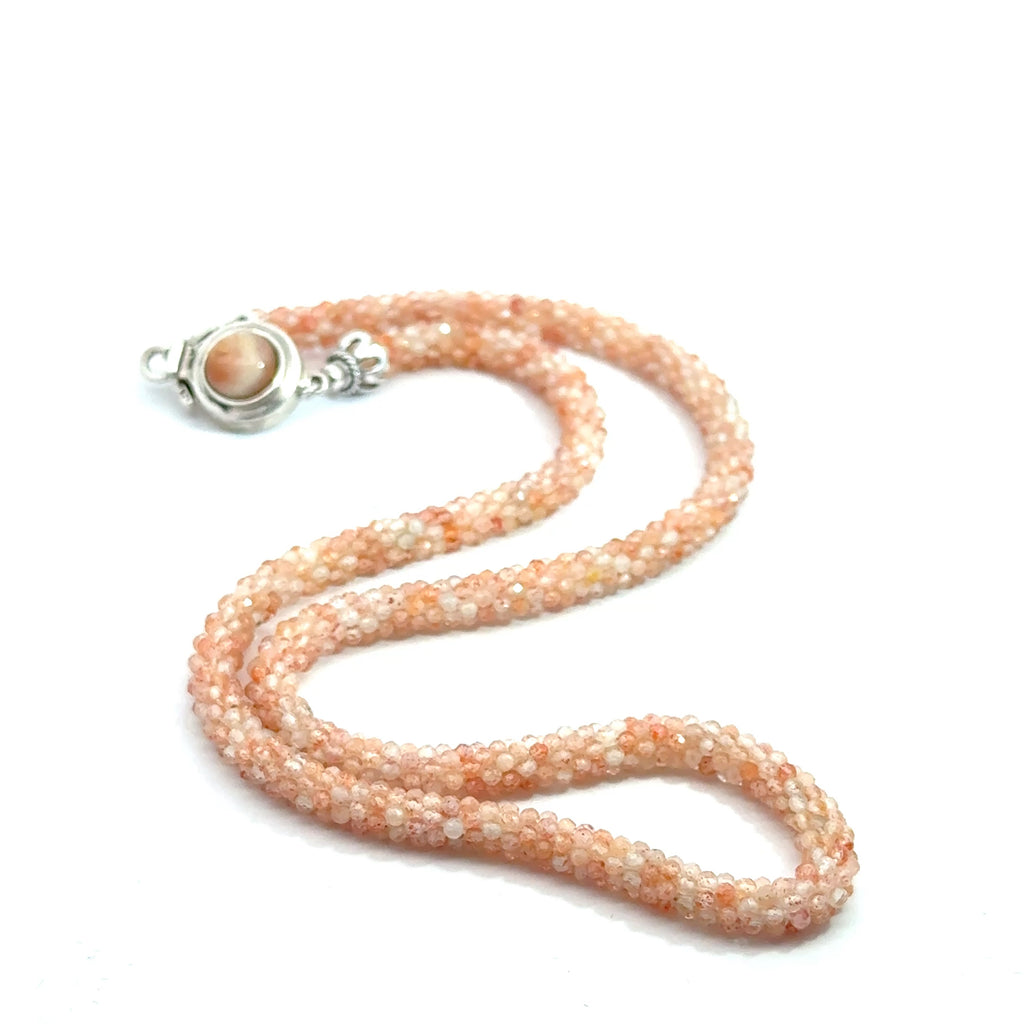 Sunstone Crocheted Gemstone Necklace front on white