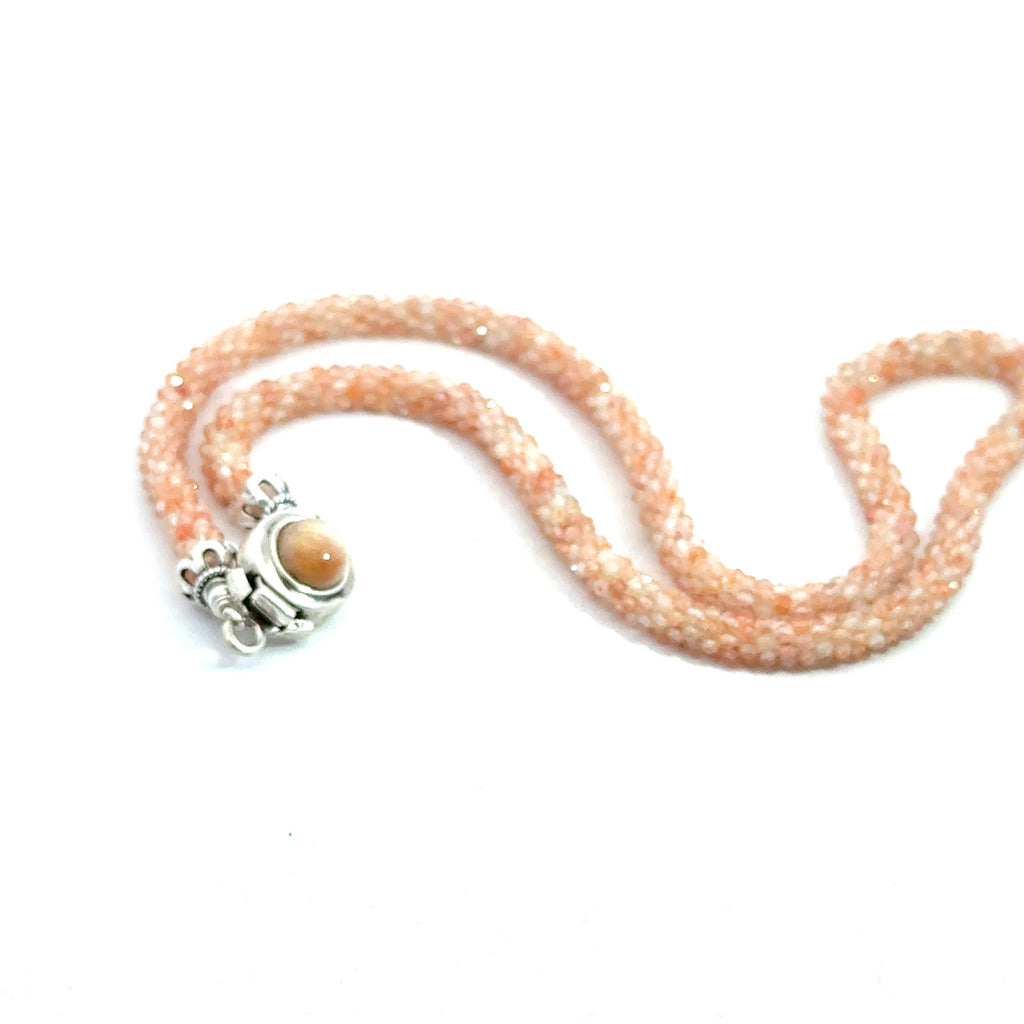 Sunstone Crocheted Gemstone Necklace side