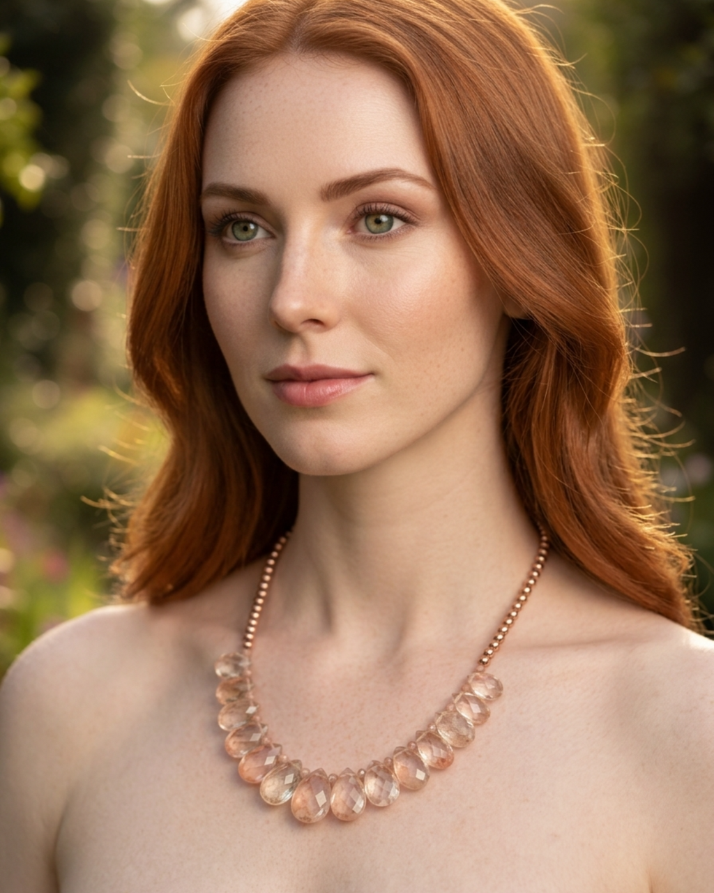 Oregon Sunstone Teardrop Statement Necklace with Rose Gold-Filled Toggle