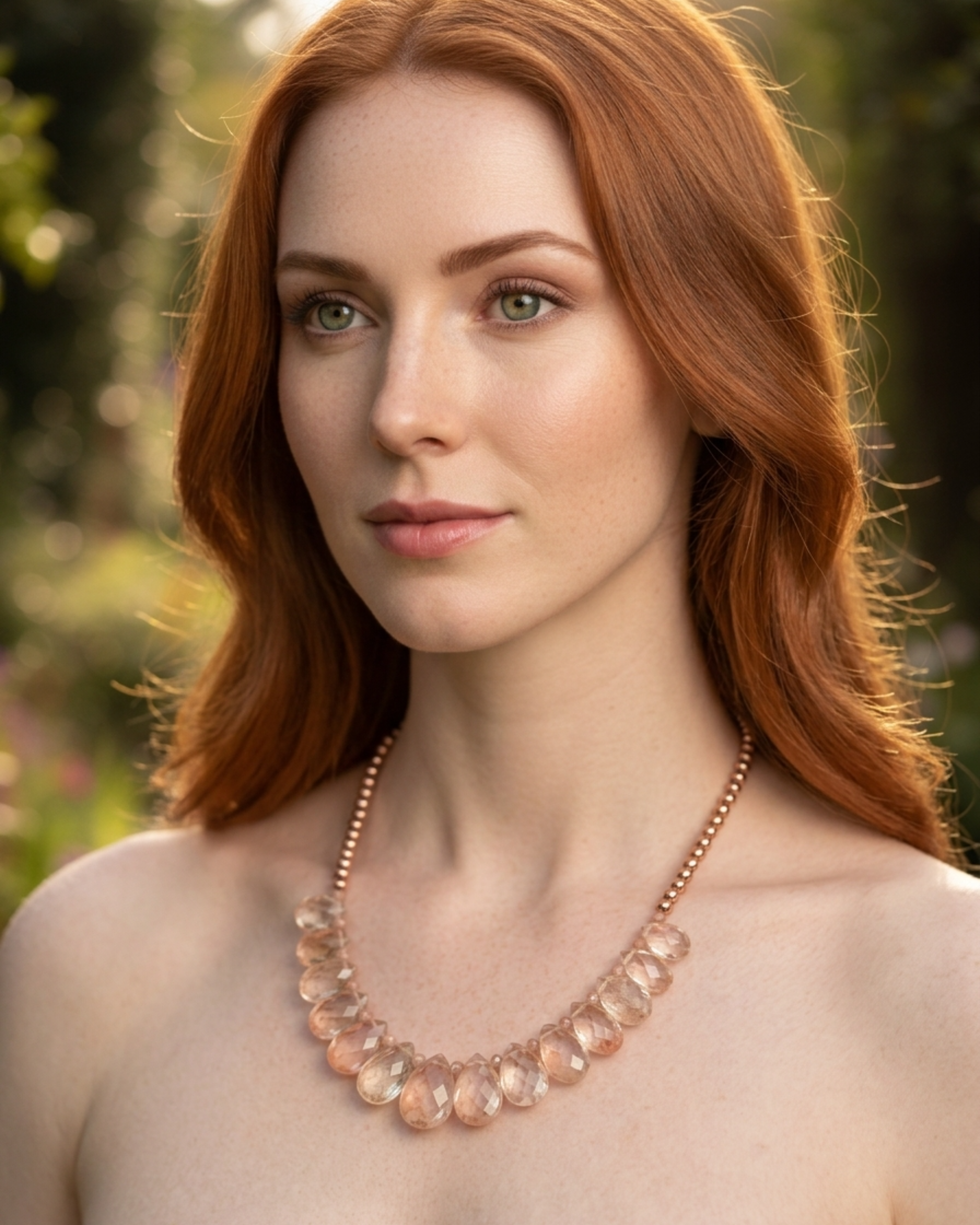 Oregon Sunstone Teardrop Statement Necklace with Rose Gold-Filled Toggle