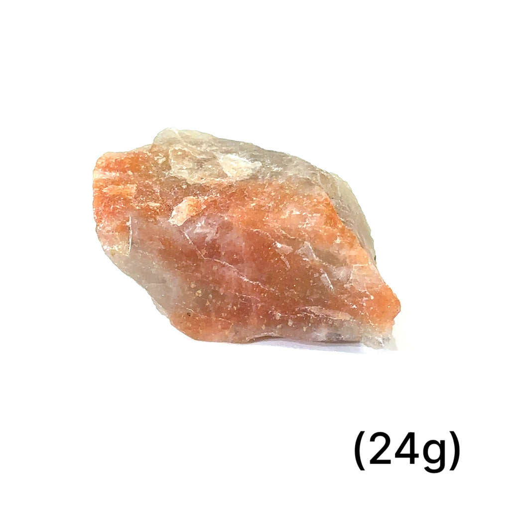 Sunstone crystal for stress relief, happiness, and spiritual energy clearing  24g on white center overview