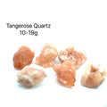 Tangerose Quartz gemstone on white 10-19g grouping front view