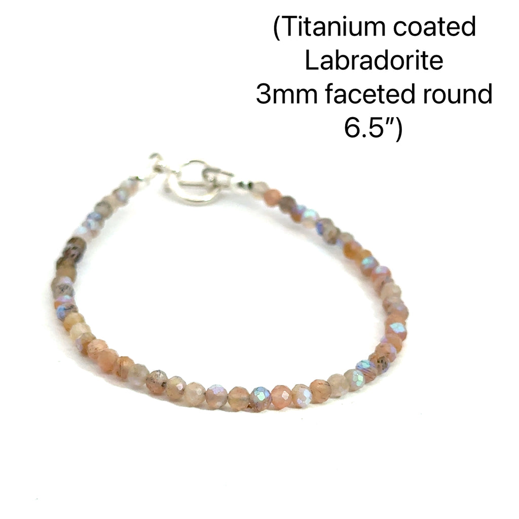 Titanium-Coated Labradorite Bracelet size 6.5'' on white front overview