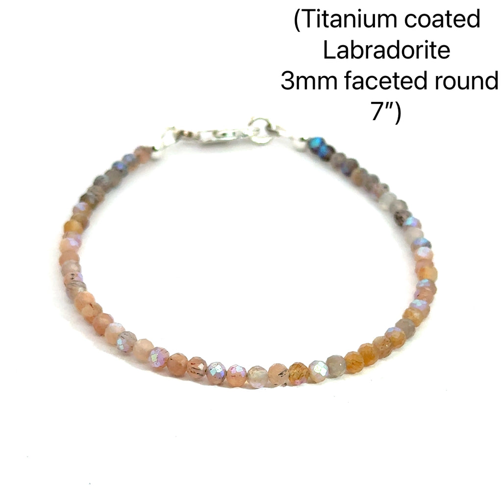 Titanium-Coated Labradorite Bracelet size 7'' on white front overview