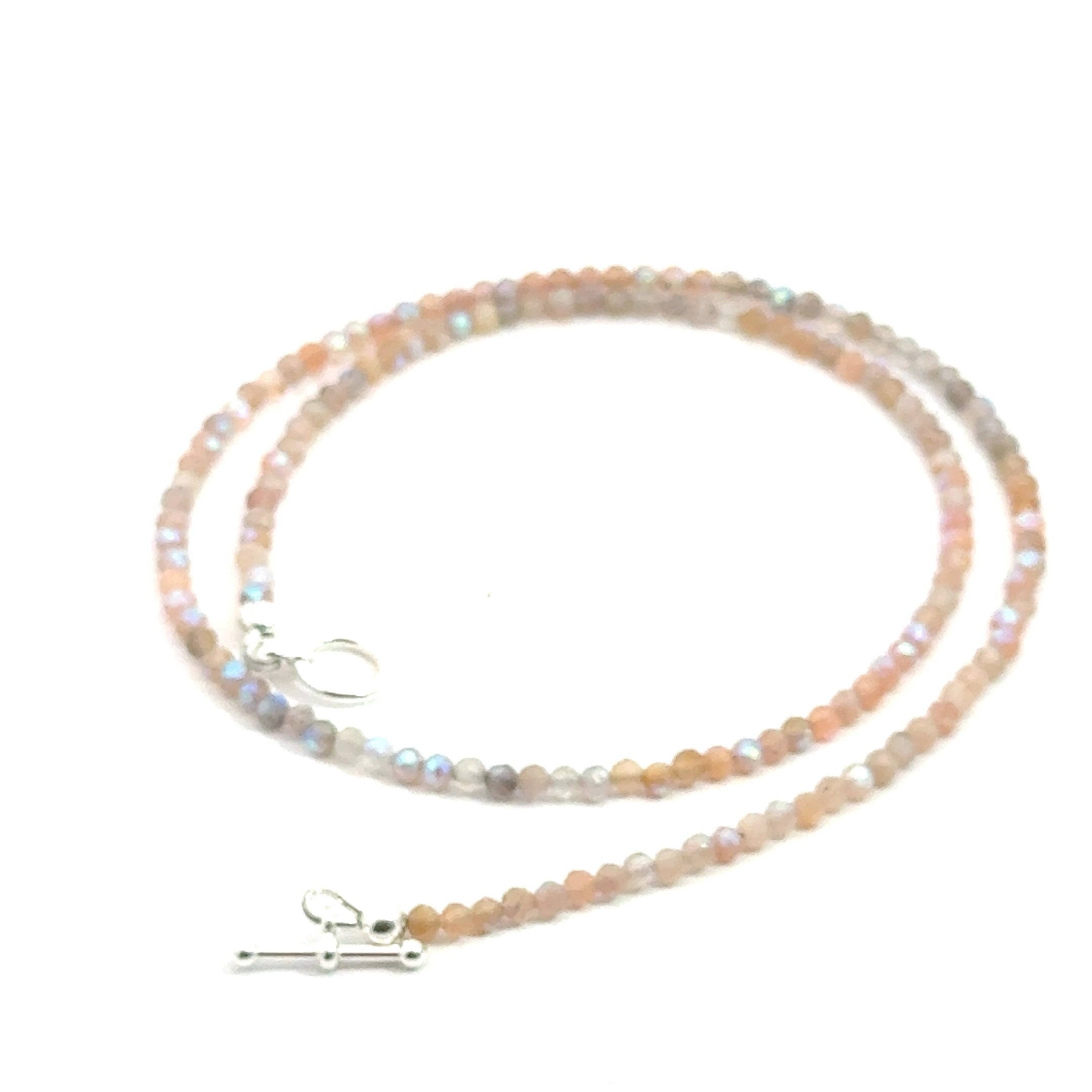 Titanium-Coated Labradorite Necklace on white back view