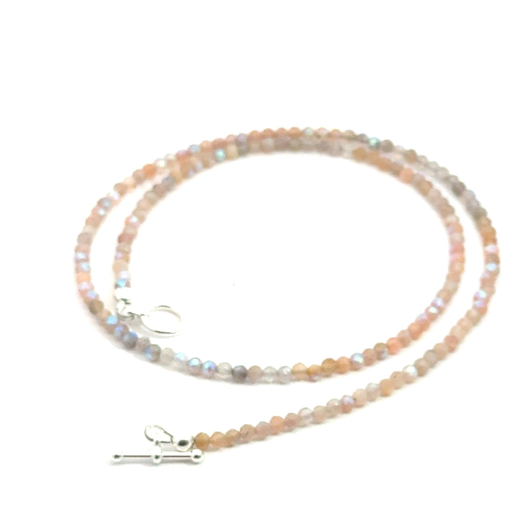 Titanium-Coated Labradorite Necklace on white back view