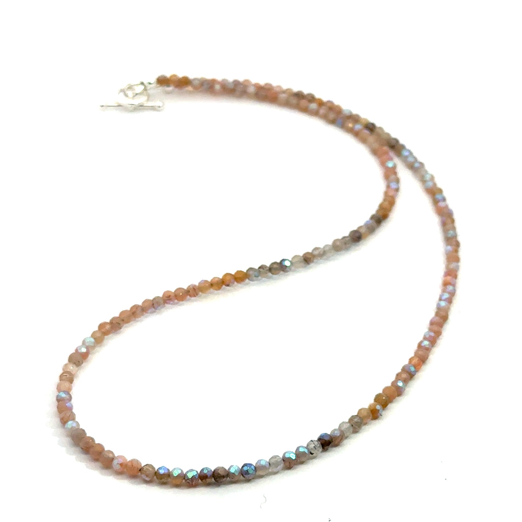 Titanium-Coated Labradorite Necklace on white front over view