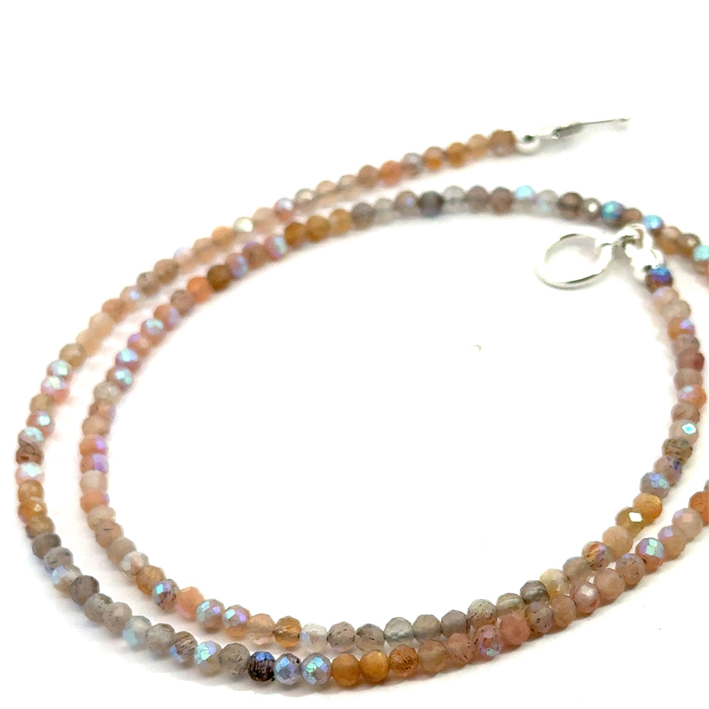 Titanium-Coated Labradorite Necklace on white front overview