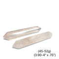 Two Natural pink rose quartz double terminated crystal point for heart healing, on a white background, front view. (45-52g)