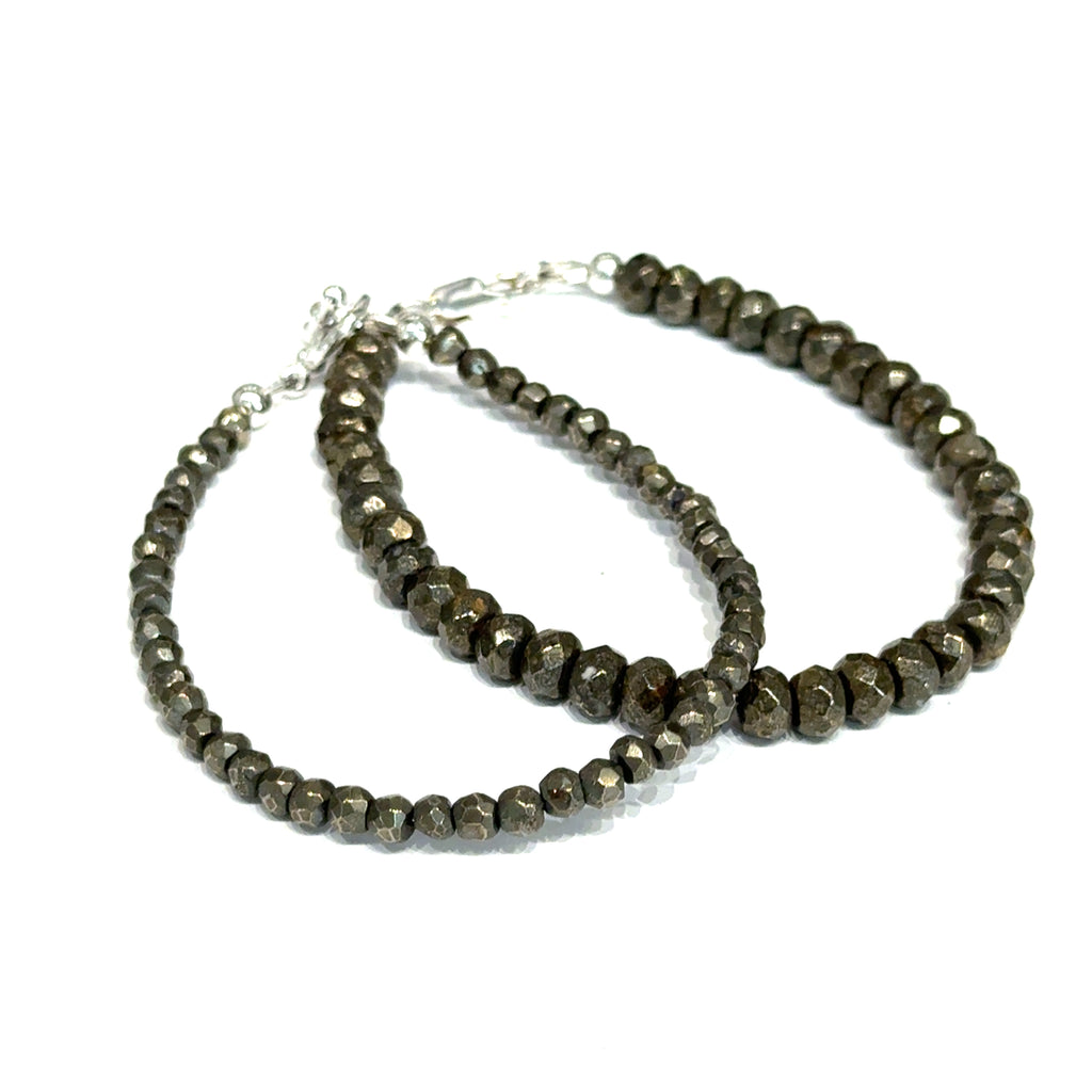Pyrite gemstone bracelet, beaded  gemstone bracelet, jewelry