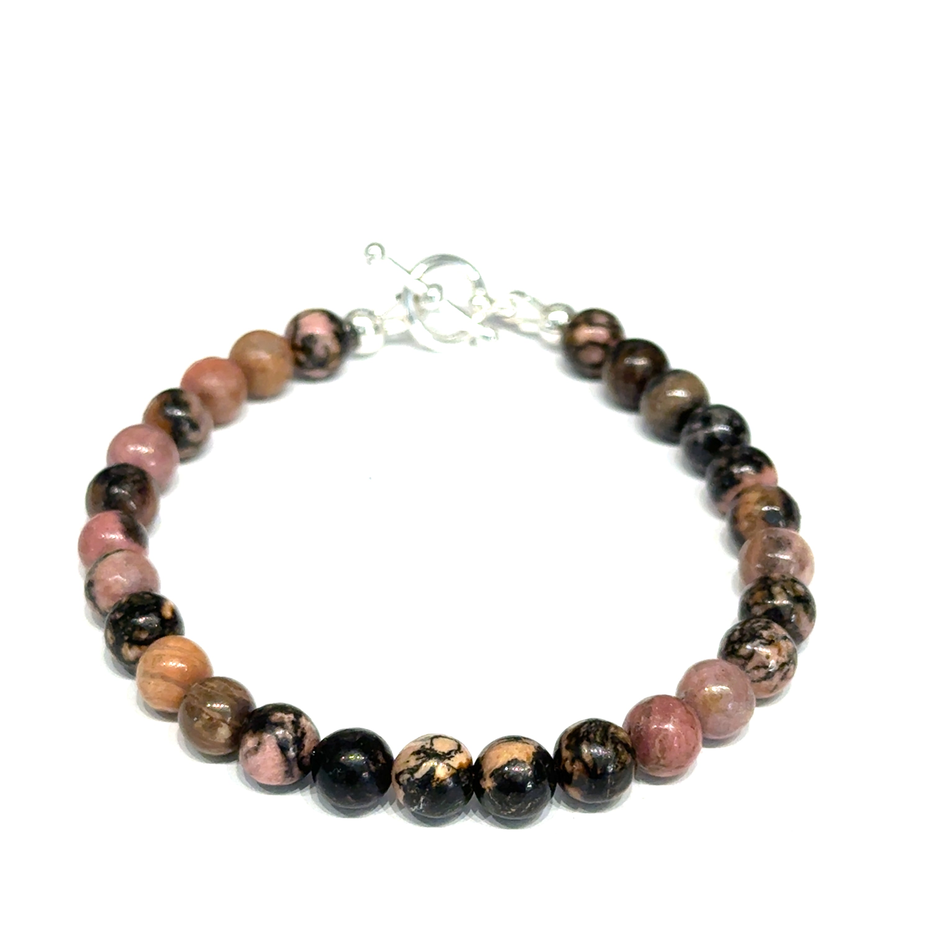 Rhodonite gemstone bracelet, jewelry