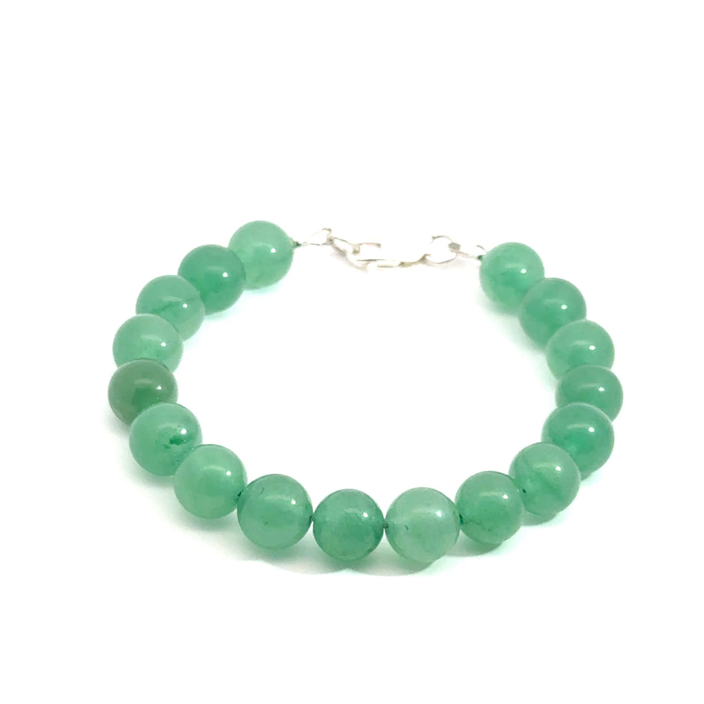 Green Aventurine Gemstone Bracelet with Sterling Silver Toggle