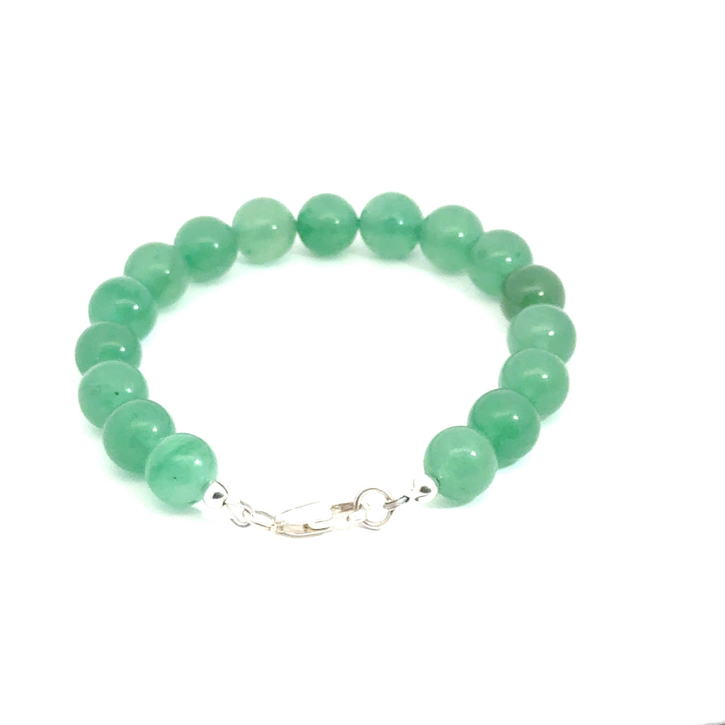 Green Aventurine Gemstone Bracelet with Sterling Silver Toggle