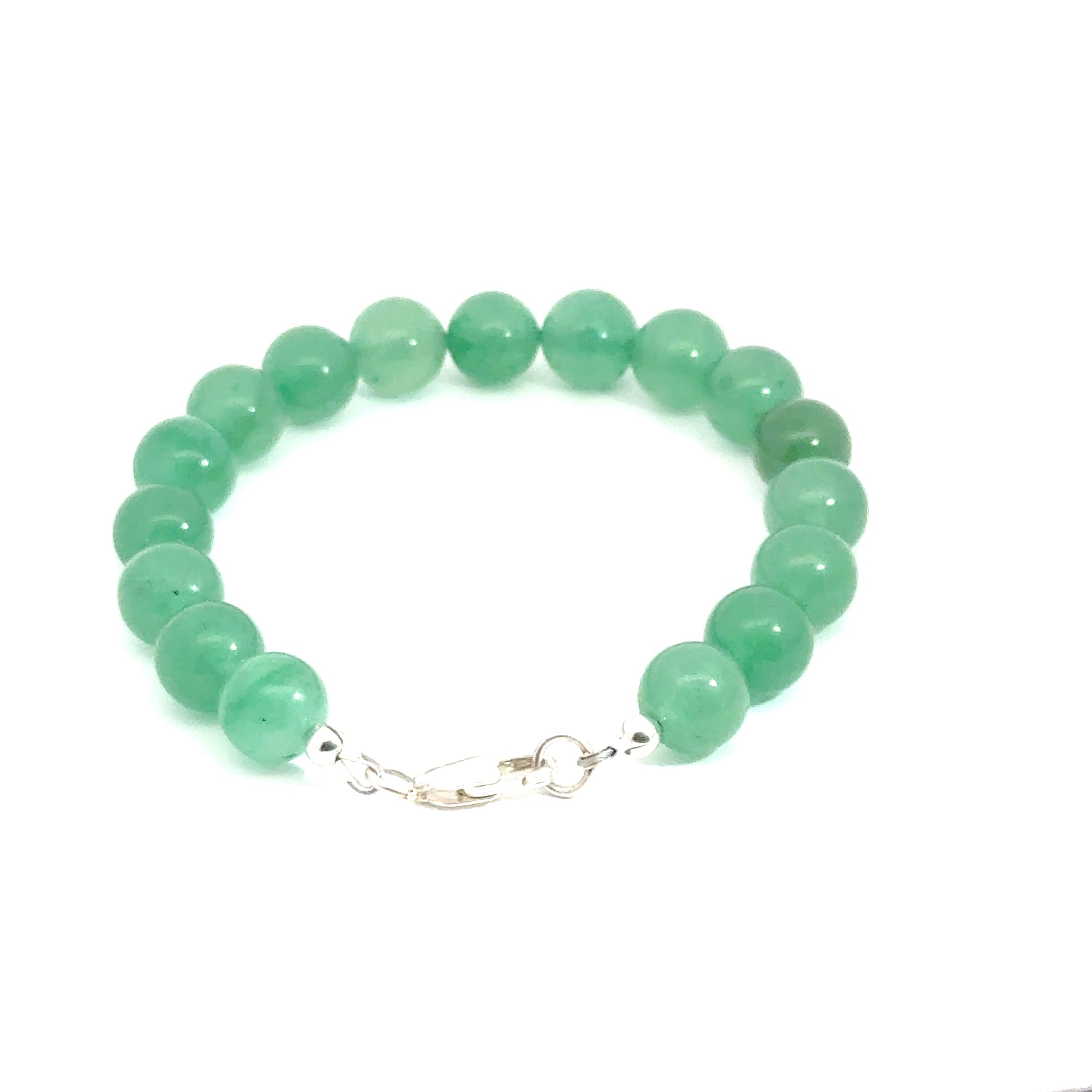Green Aventurine Gemstone Bracelet with Sterling Silver Toggle