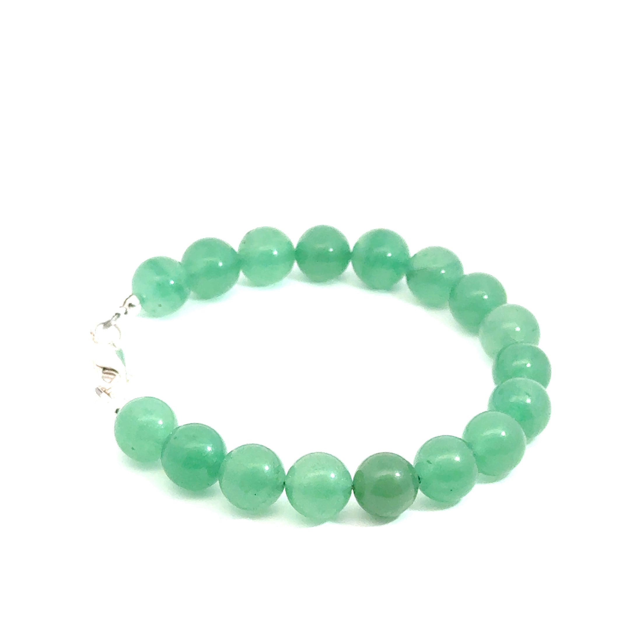 Green Aventurine Gemstone Bracelet with Sterling Silver Toggle