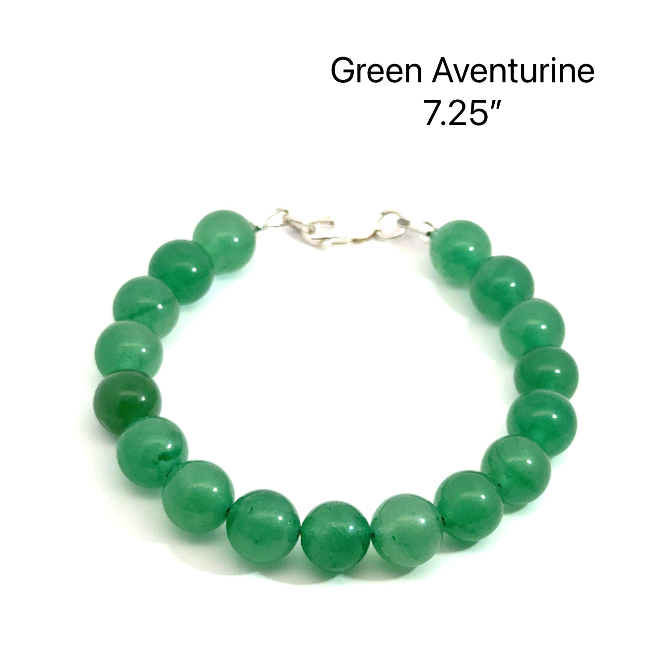 Green Aventurine Gemstone Bracelet with Sterling Silver Toggle