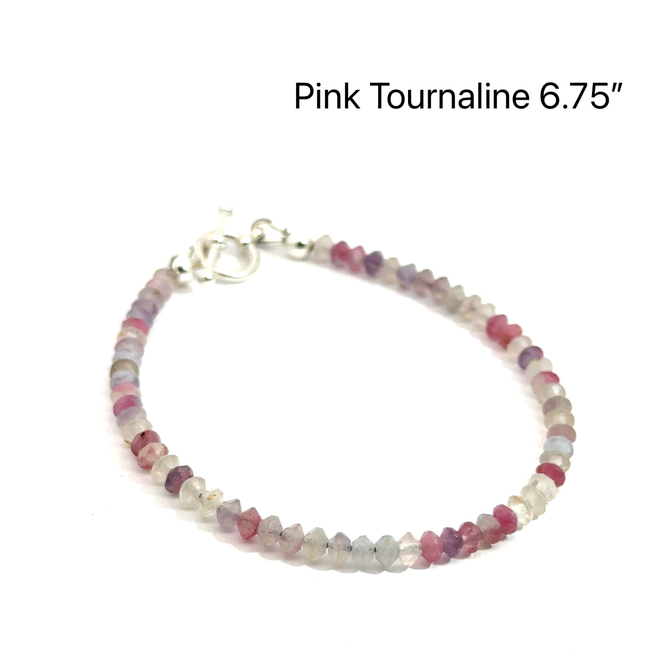 3mm Pink Tourmaline Matte Saucer Bracelet with Sterling Silver Toggl
