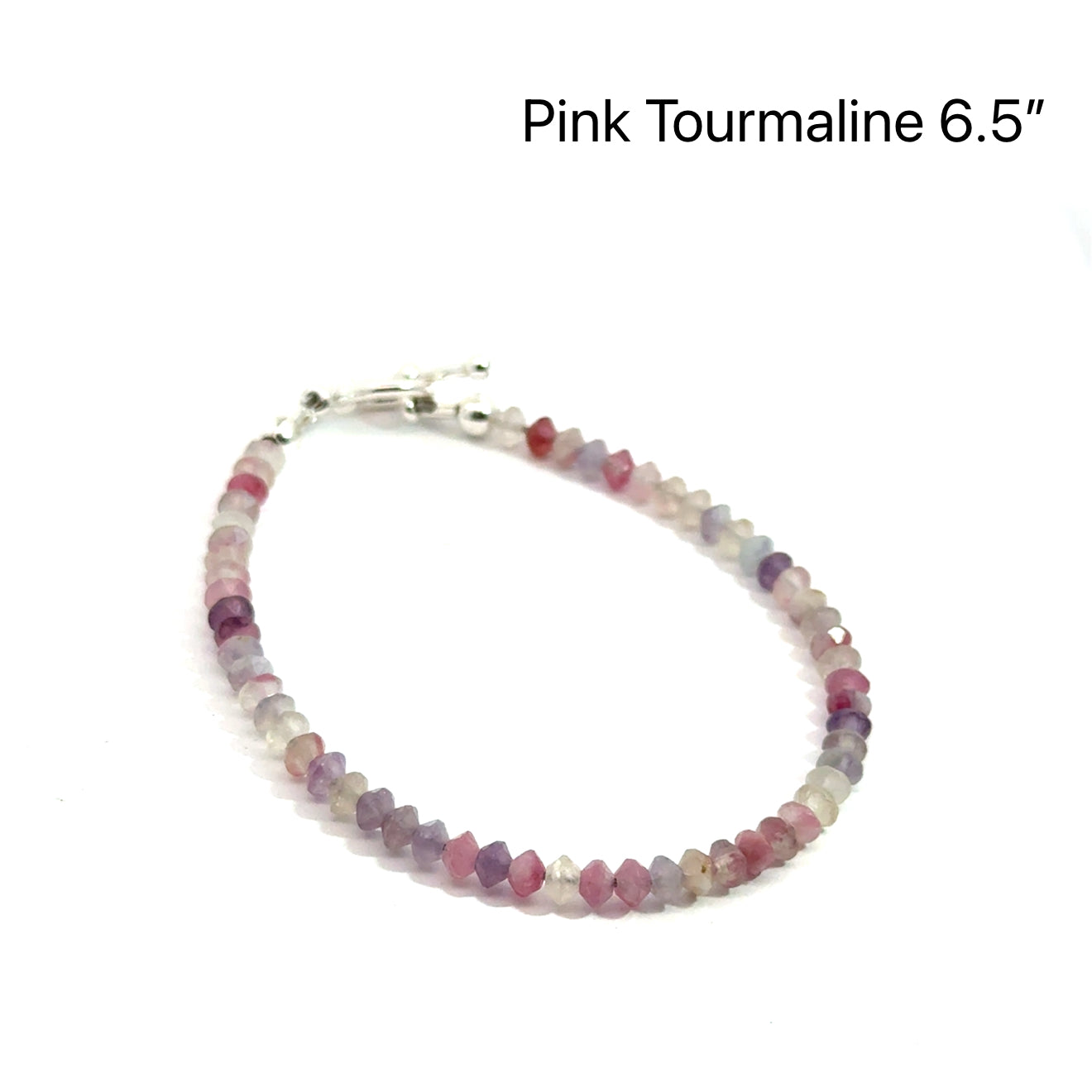 3mm Pink Tourmaline Matte Saucer Bracelet with Sterling Silver Toggl
