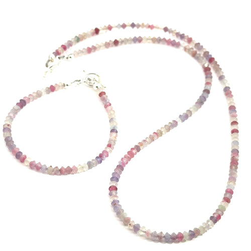 3mm Pink Tourmaline Matte Saucer Bracelet with Sterling Silver Toggl