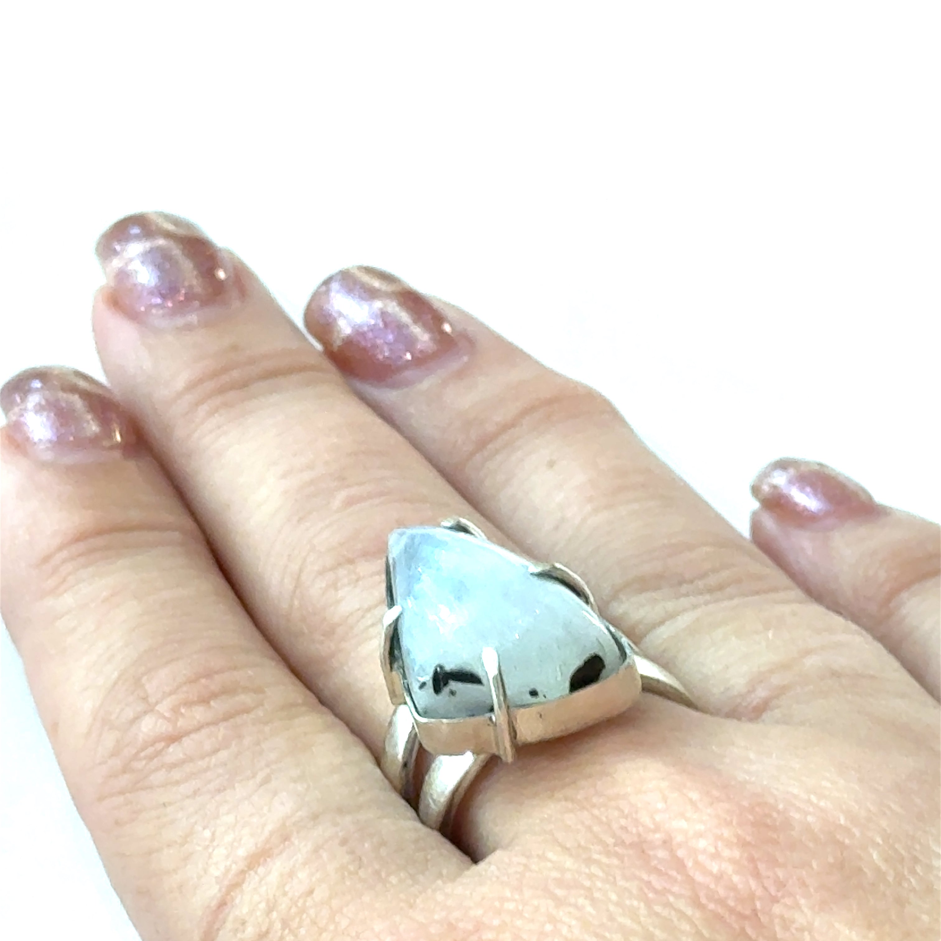 Rainbow Moonstone gemstone ring, jewelry, ring size 7