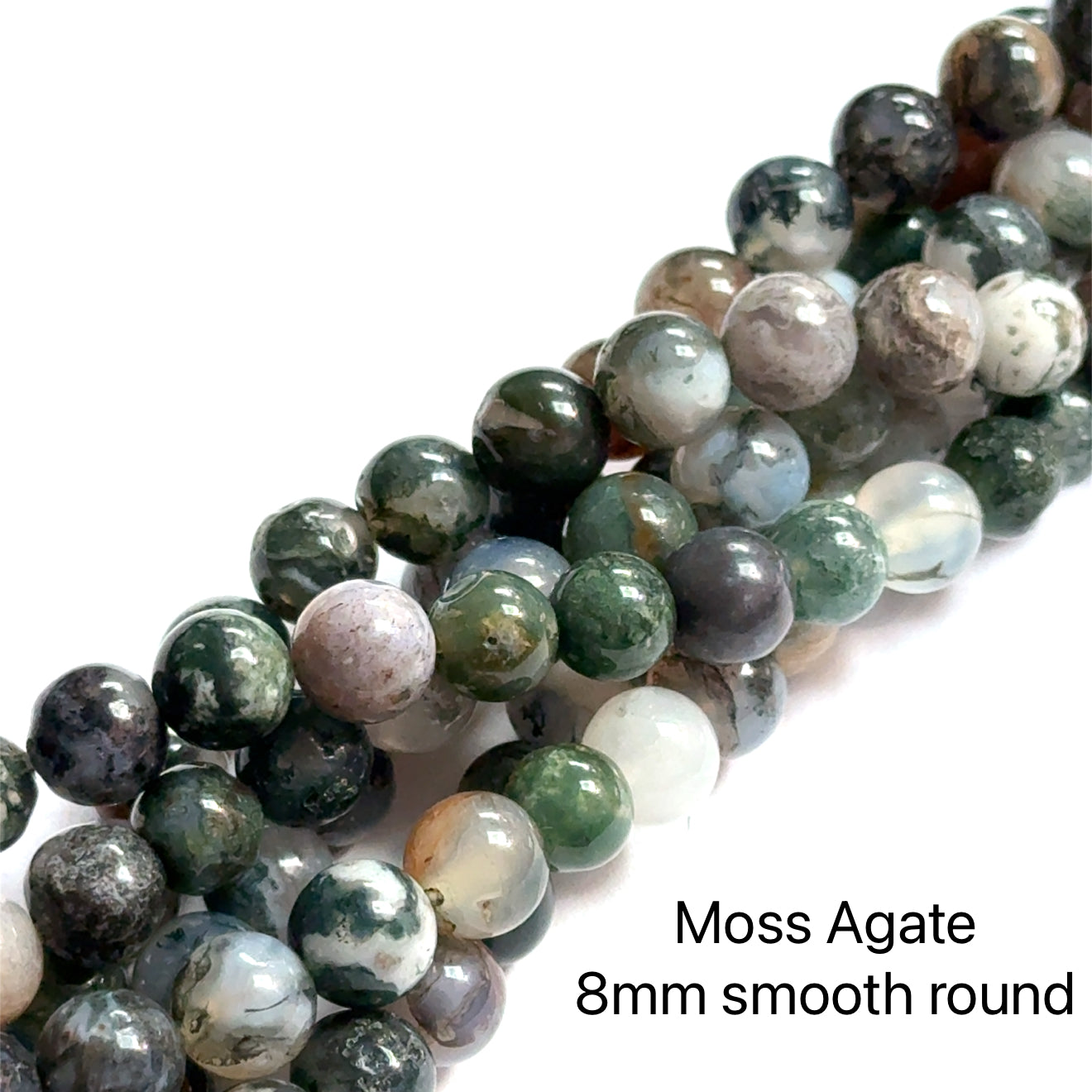 Moss Agate gemstone strand, Jewelry supplies