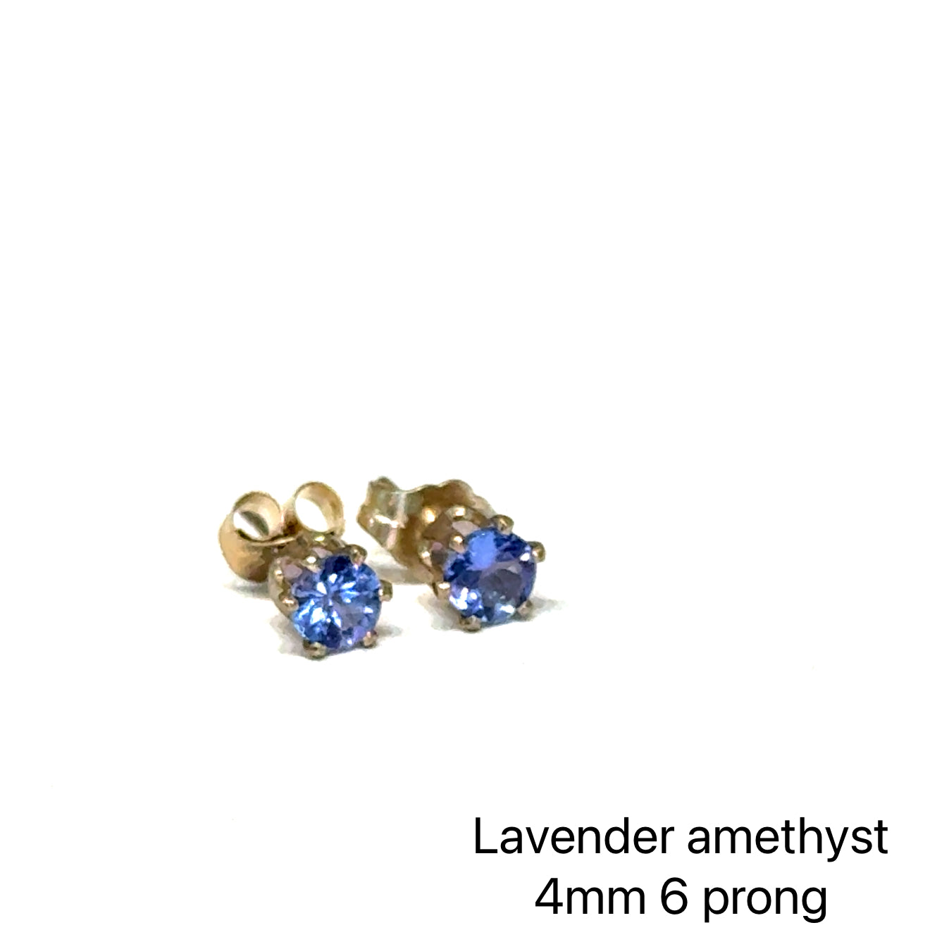 Lavender Amethyst Faceted 4mm Round Post Earrings – AAA-Grade Gemstone in Sterling Silver Basket Setting