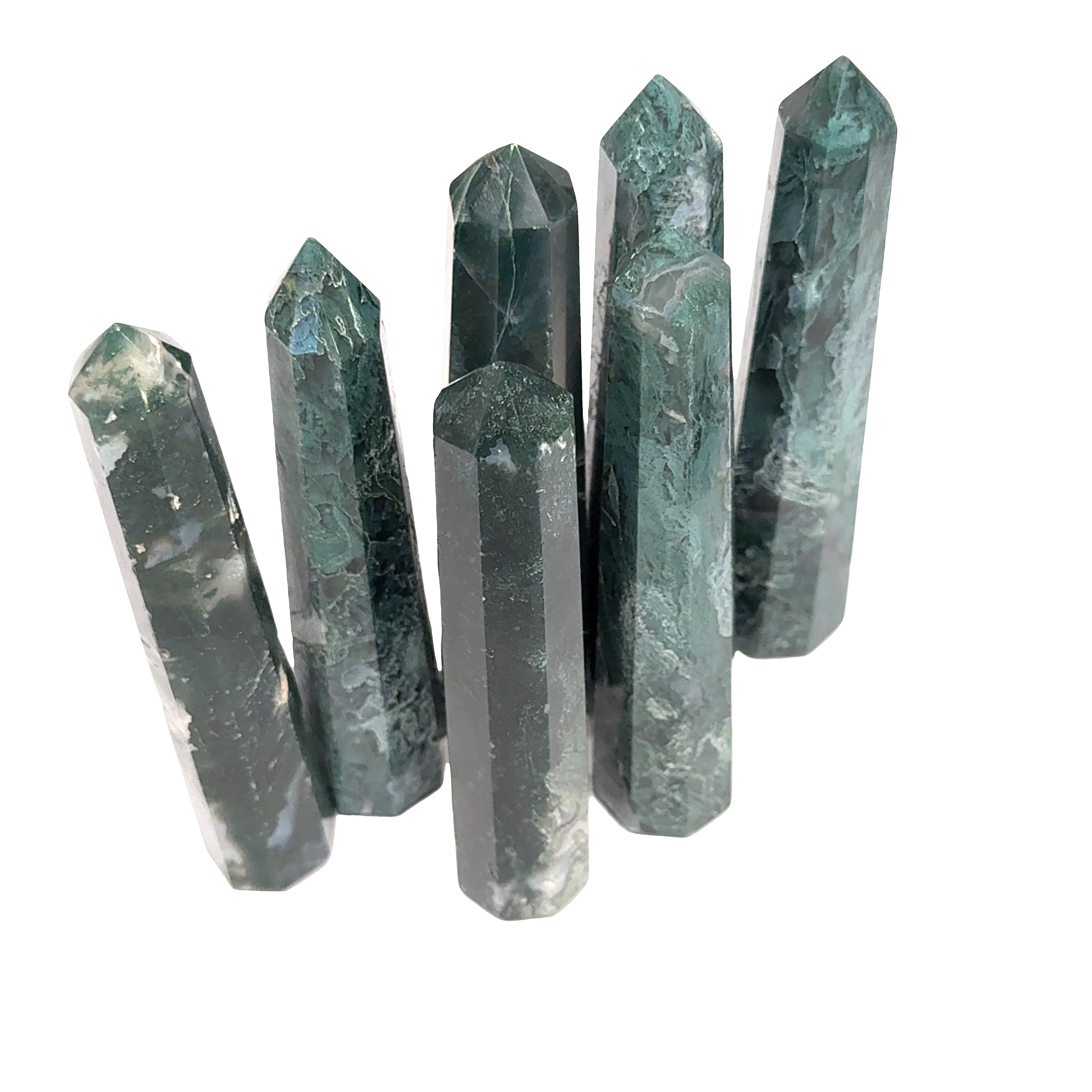 Moss Agate Gemstone Tower – Ethically Sourced Crystal for Abundance, Growth & New Beginnings