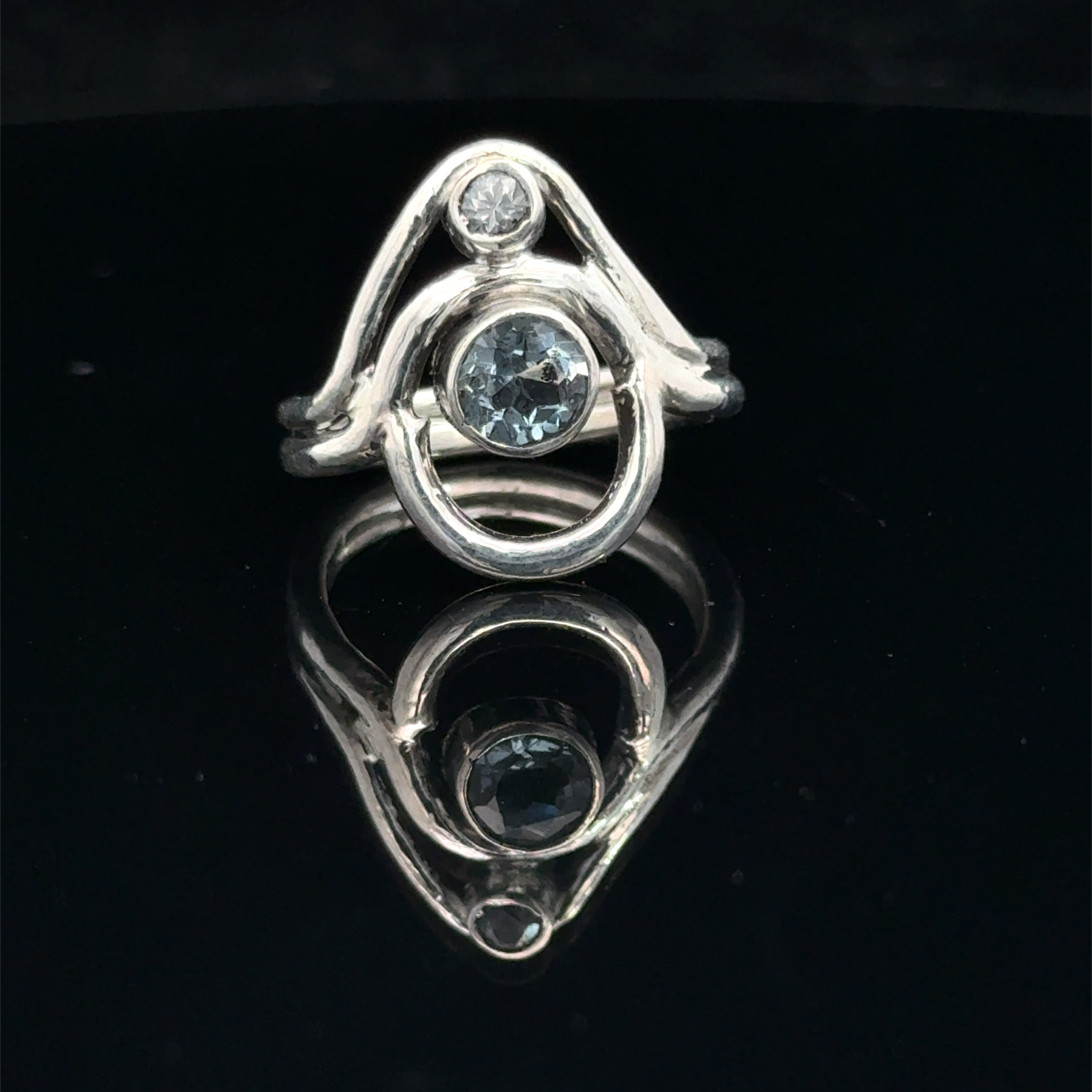 Blue Topaz & White Topaz Double-Stone Ring | Balance, Clarity & Intention