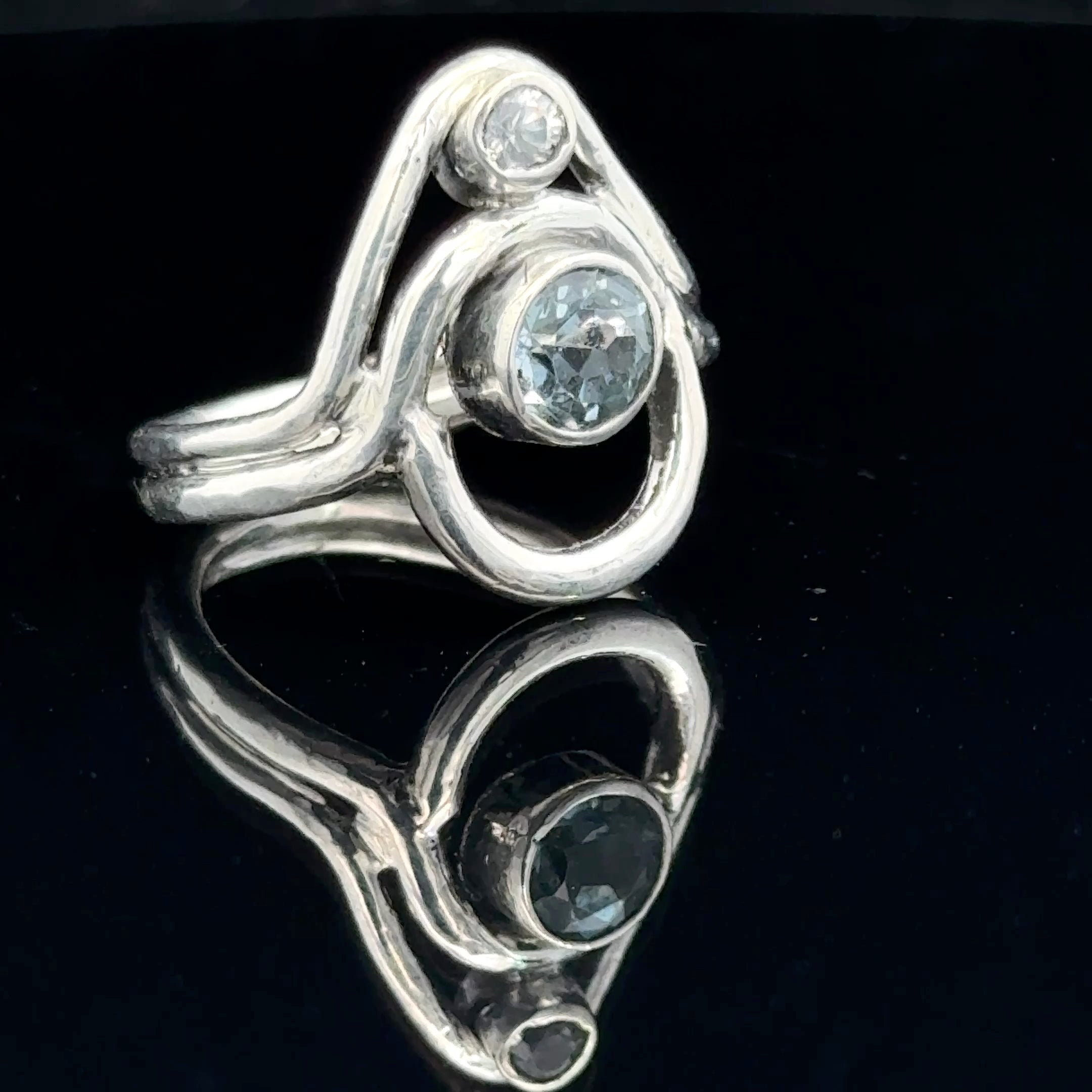 Blue Topaz & White Topaz Double-Stone Ring | Balance, Clarity & Intention