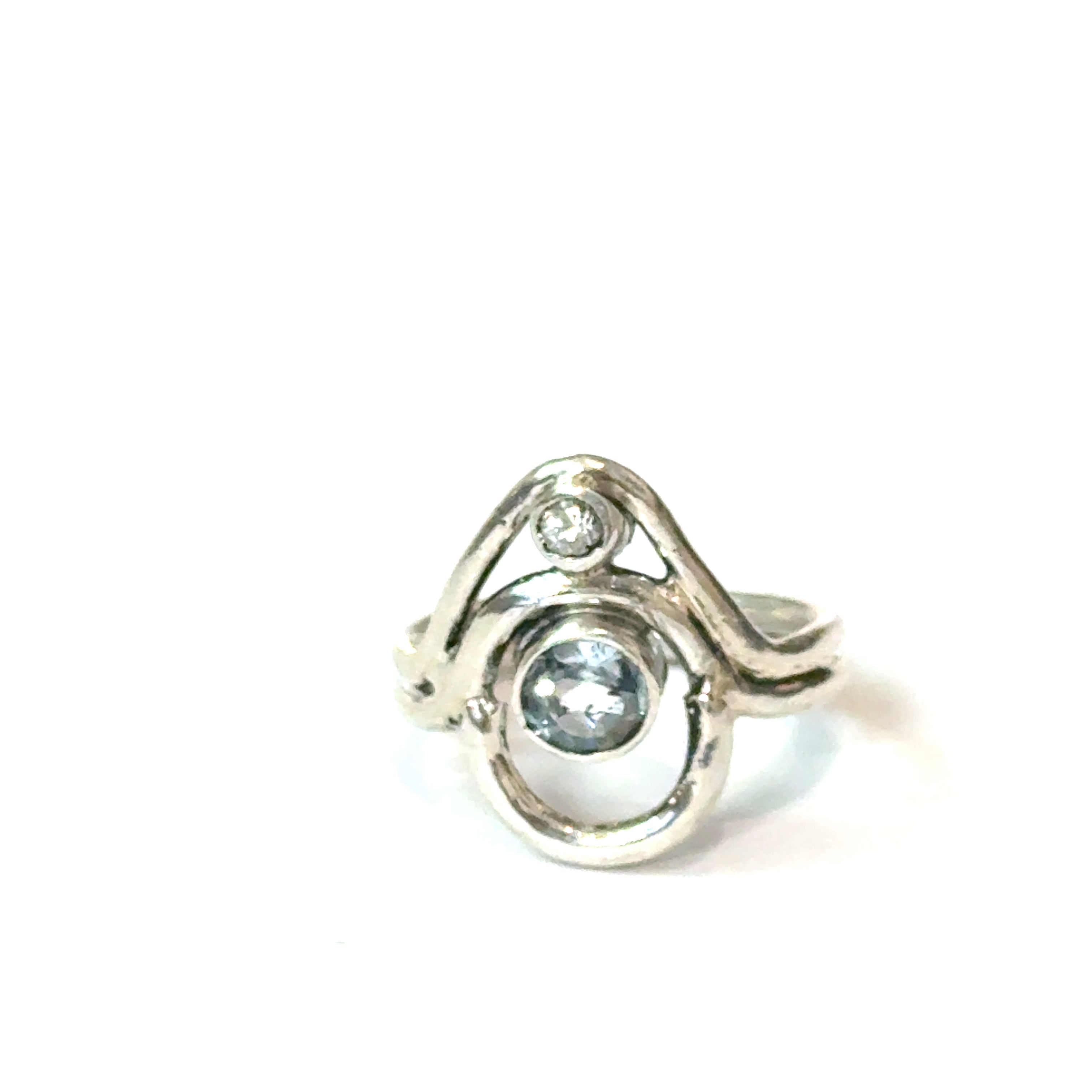 Blue Topaz & White Topaz Double-Stone Ring | Balance, Clarity & Intention