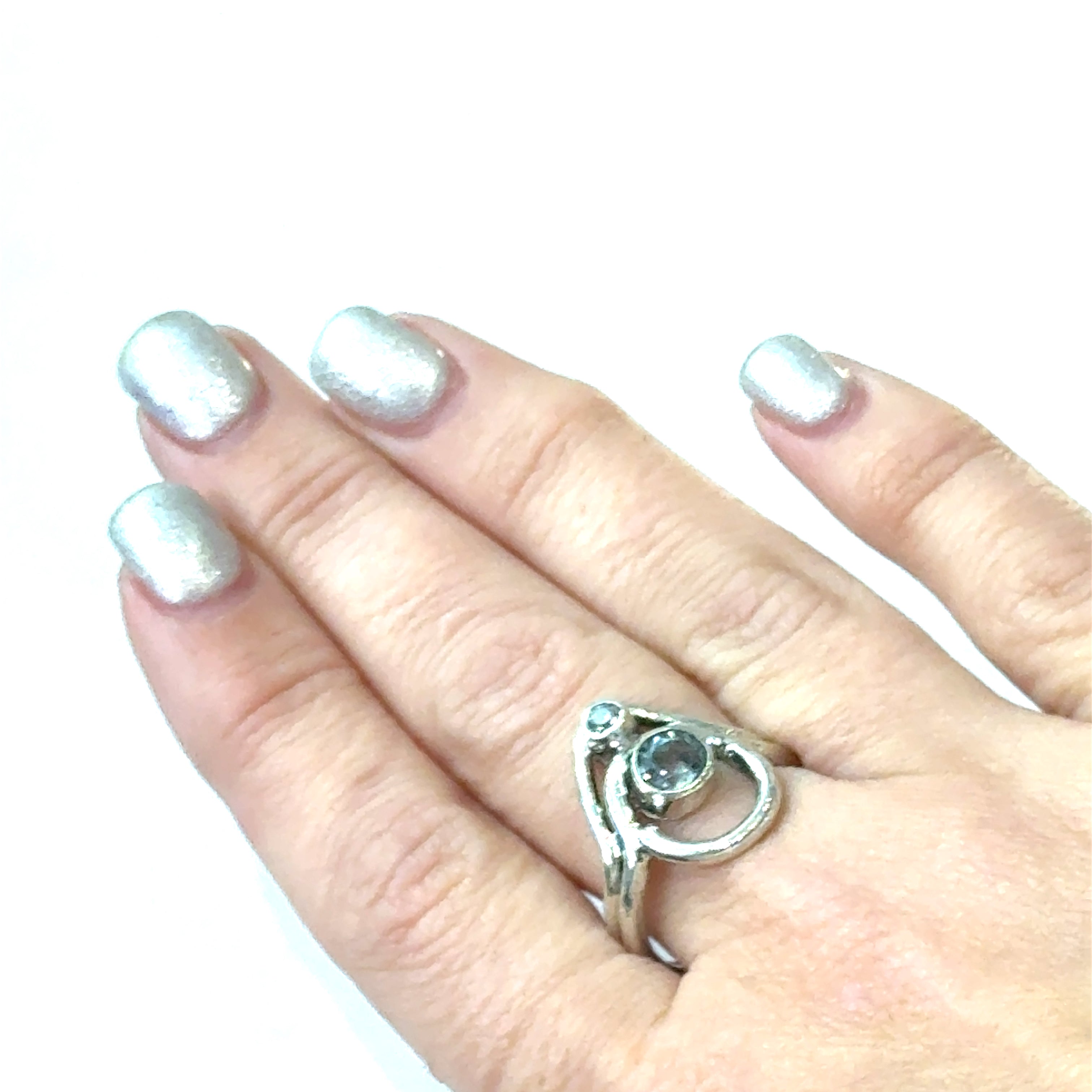 Blue Topaz & White Topaz Double-Stone Ring | Balance, Clarity & Intention