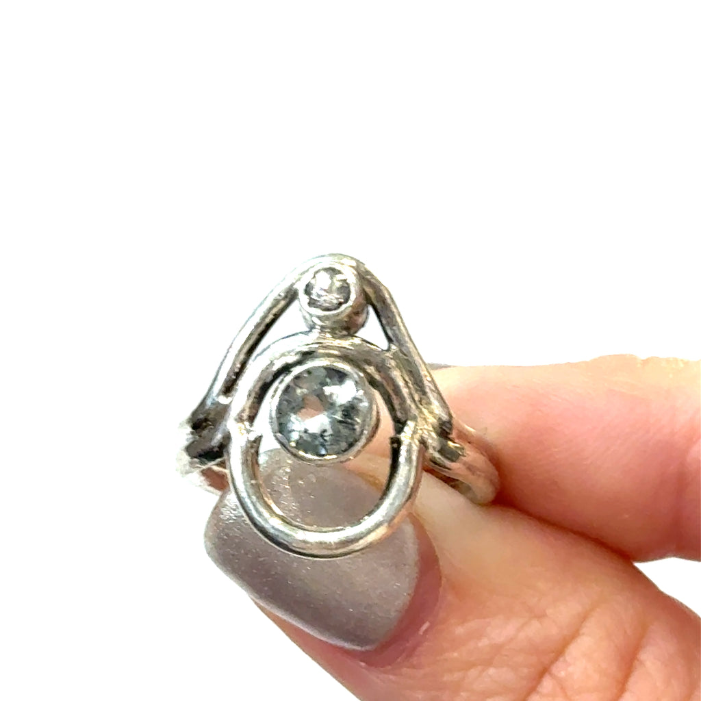 Blue Topaz & White Topaz Double-Stone Ring | Balance, Clarity & Intention