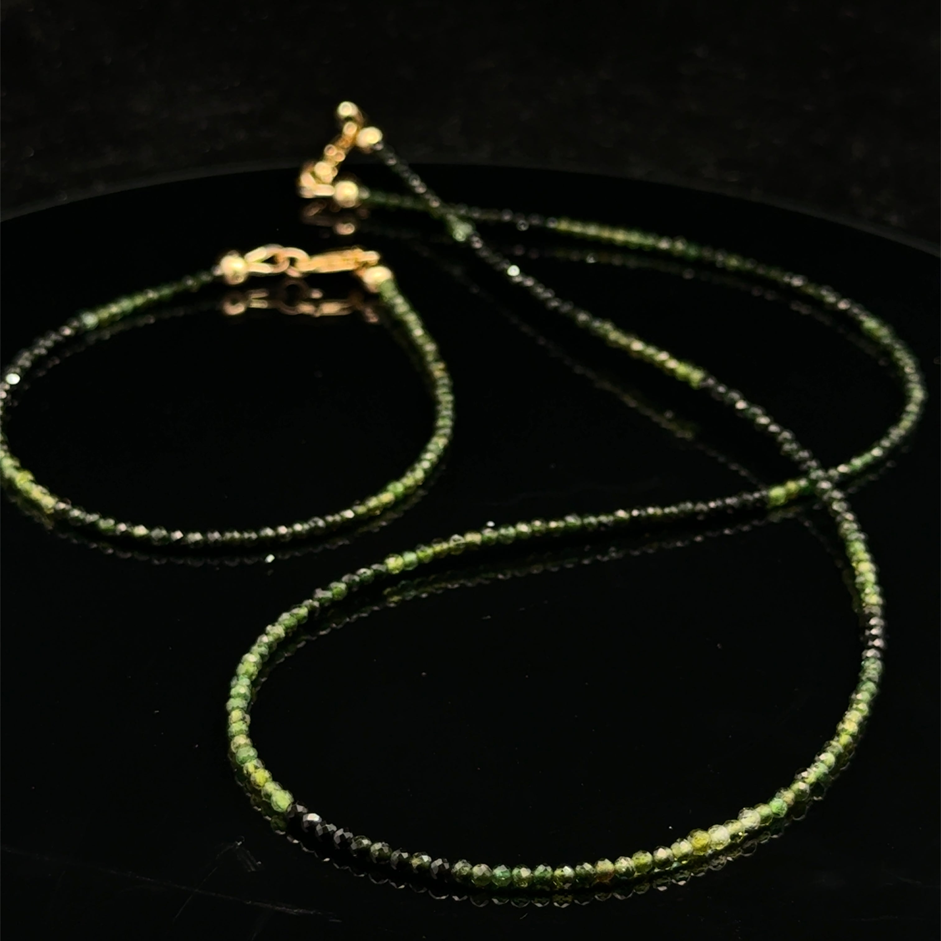Green Tourmaline Gemstone Necklace - Abundance & Heart Renewal - 17.25"