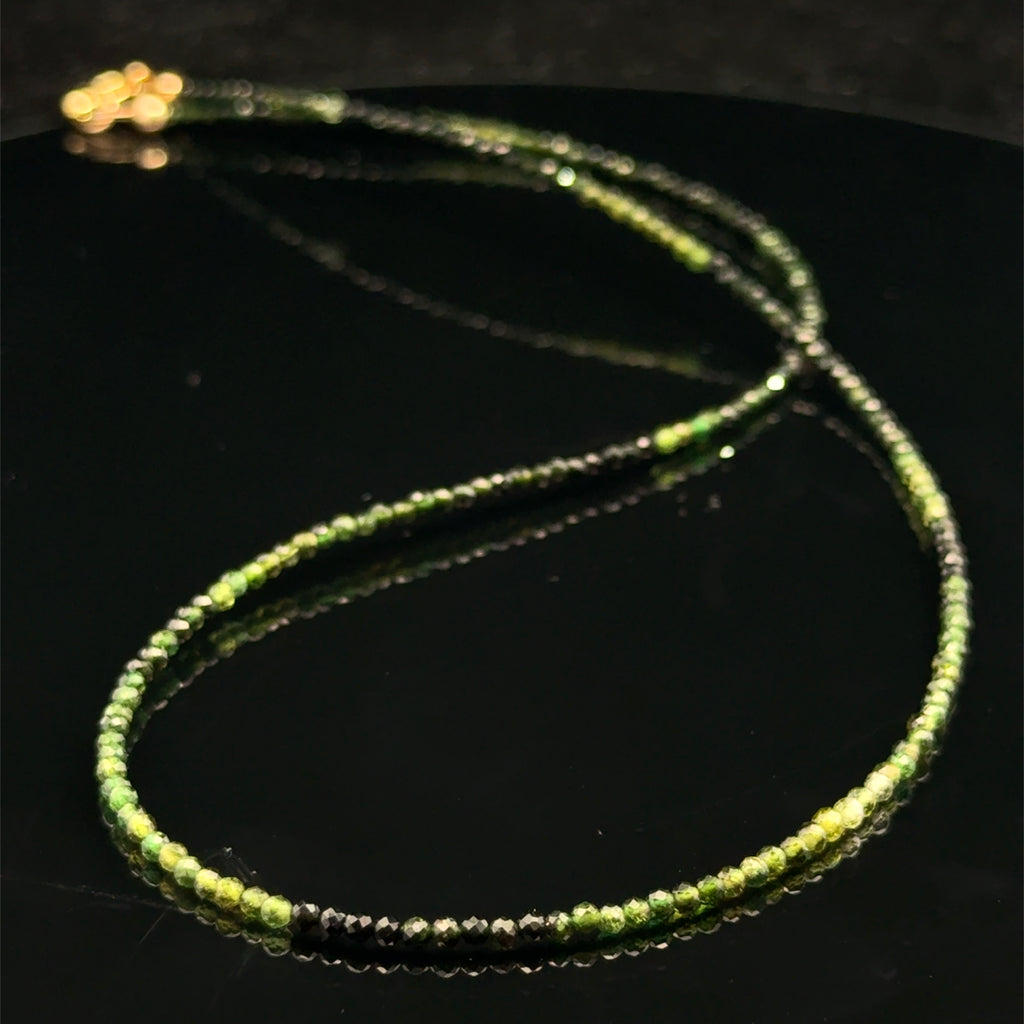 Green Tourmaline Gemstone Necklace - Abundance & Heart Renewal - 17.25"