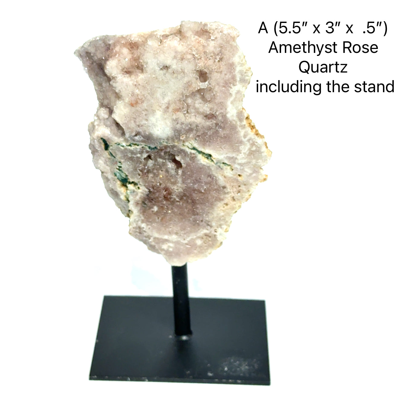 Pink Amethyst & Rose Quartz Display Crystal on Metal Stand | Heart-Healing Home Décor & Spiritual Gift