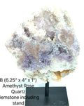 Pink Amethyst and Rose Quartz Display Crystal on Metal Stand: Heart-Healing Home Decor and Spiritual Gift