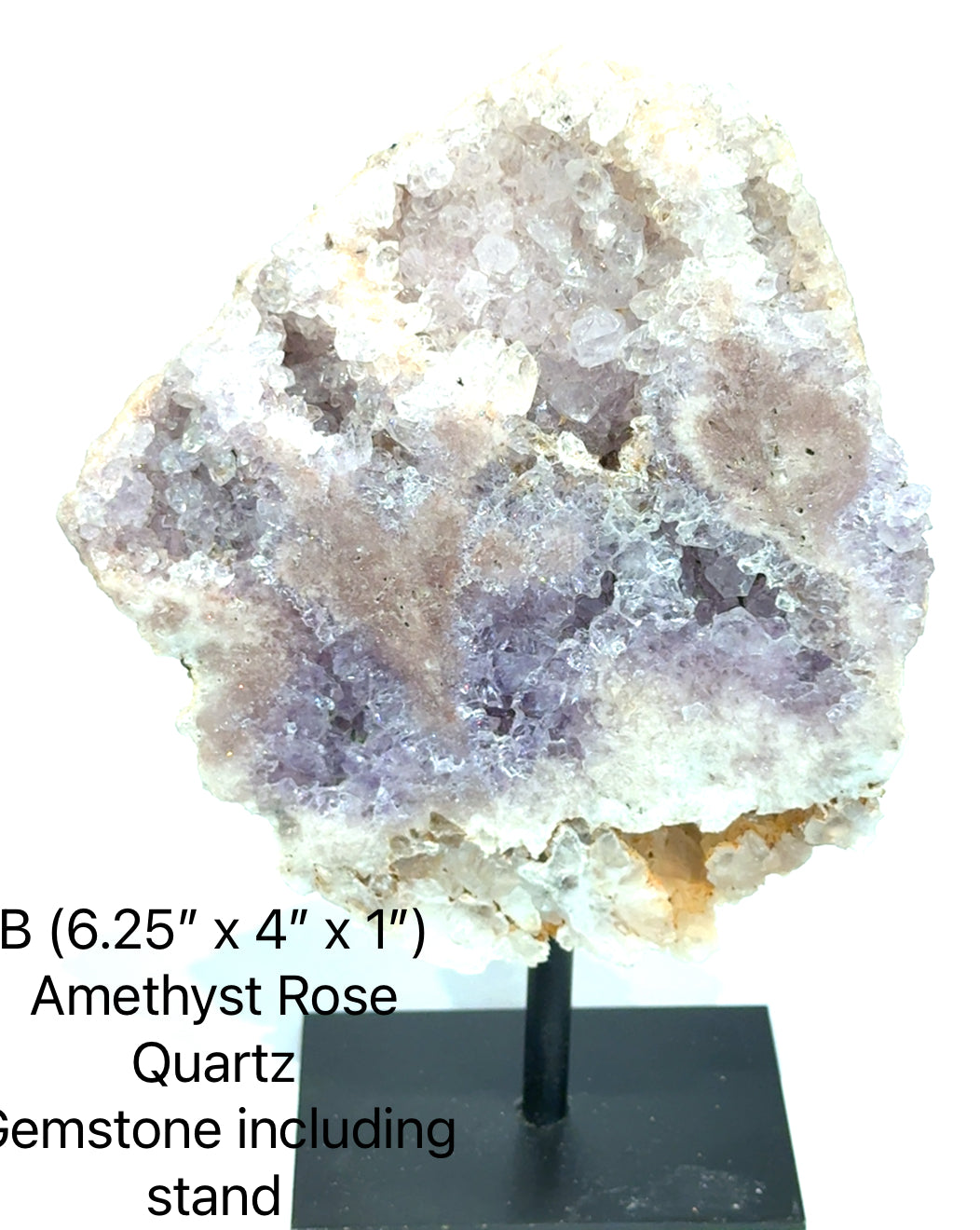 Pink Amethyst & Rose Quartz Display Crystal on Metal Stand | Heart-Healing Home Décor & Spiritual Gift
