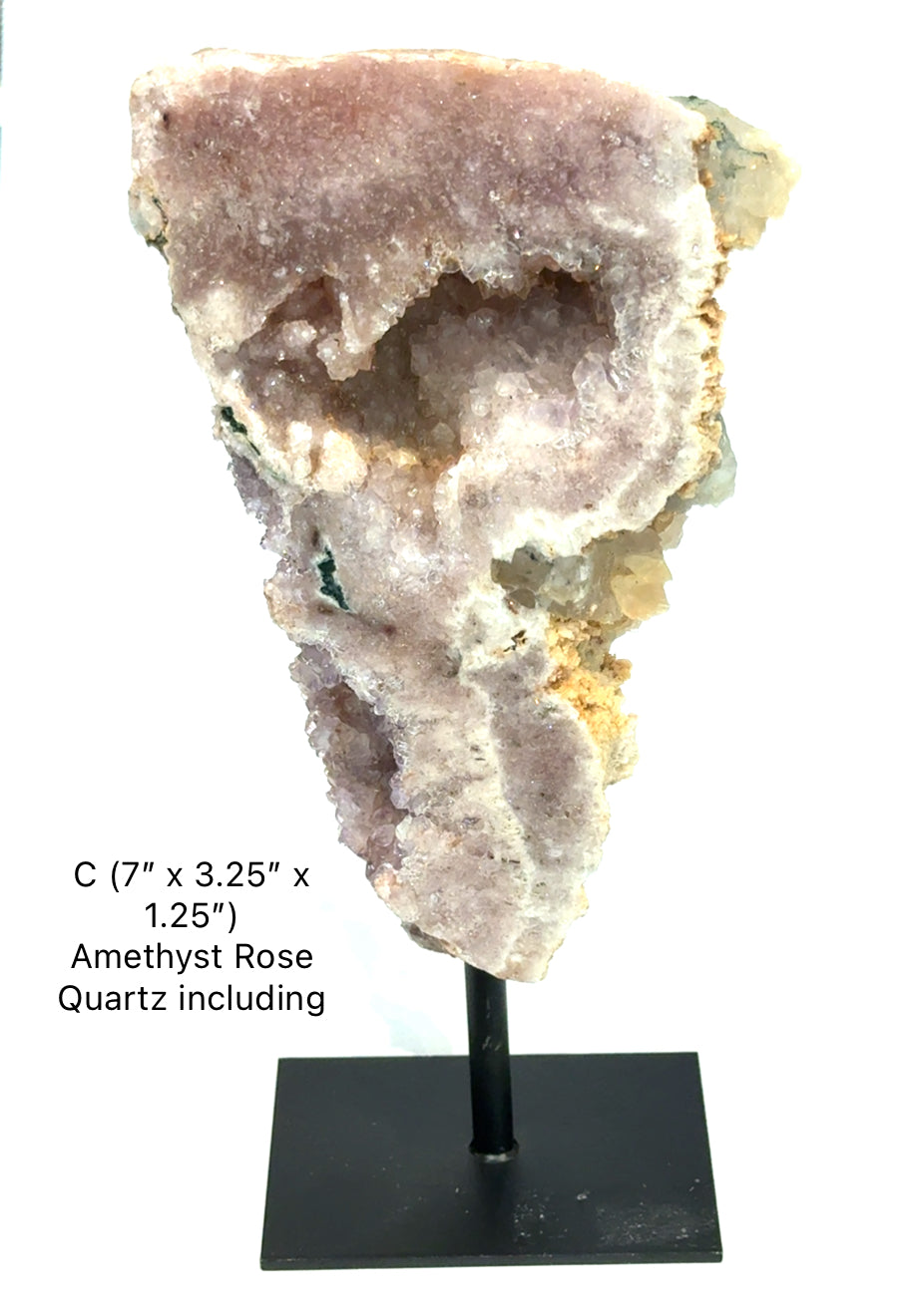 Pink Amethyst & Rose Quartz Display Crystal on Metal Stand | Heart-Healing Home Décor & Spiritual Gift