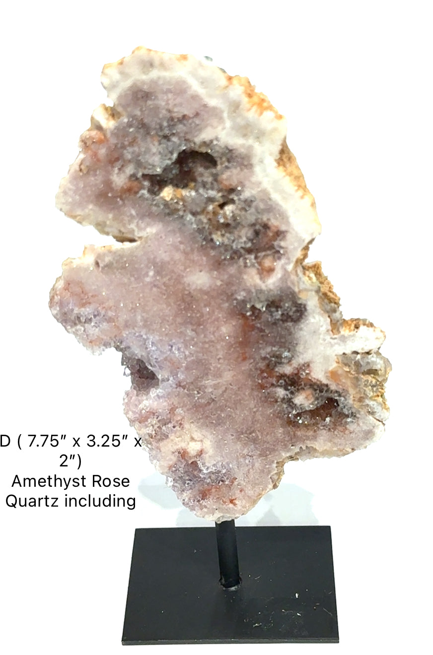 Pink Amethyst & Rose Quartz Display Crystal on Metal Stand | Heart-Healing Home Décor & Spiritual Gift