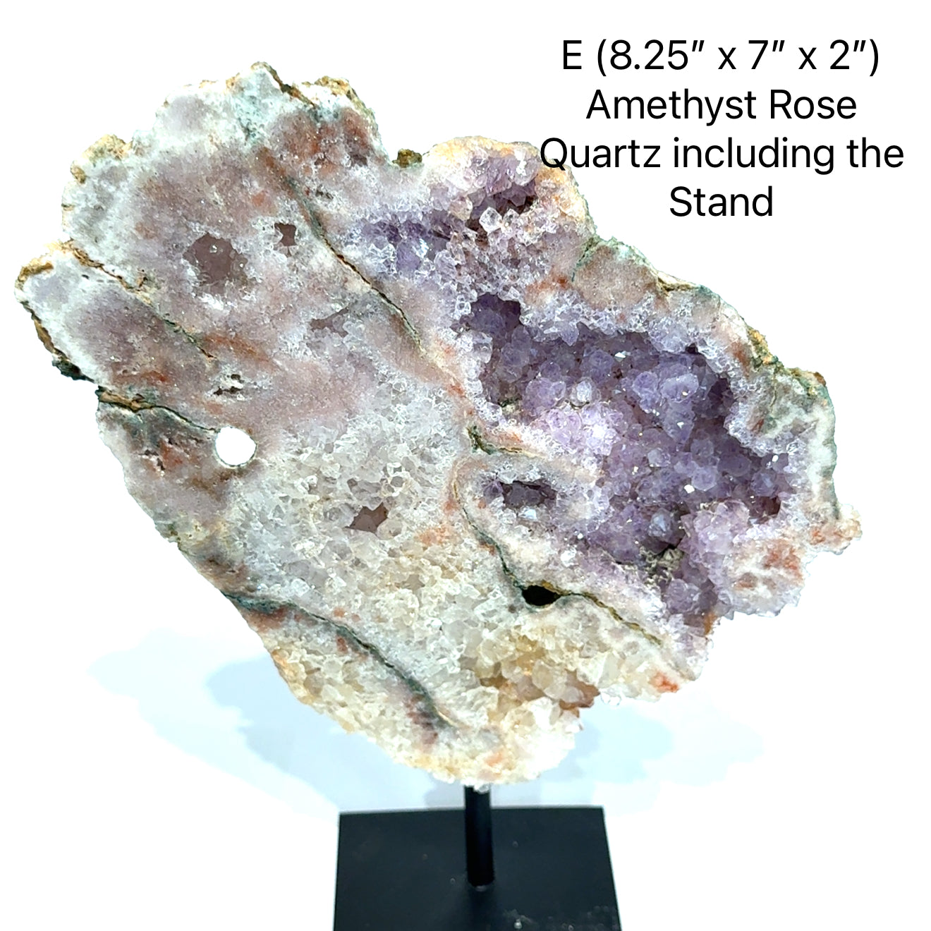 Pink Amethyst & Rose Quartz Display Crystal on Metal Stand | Heart-Healing Home Décor & Spiritual Gift