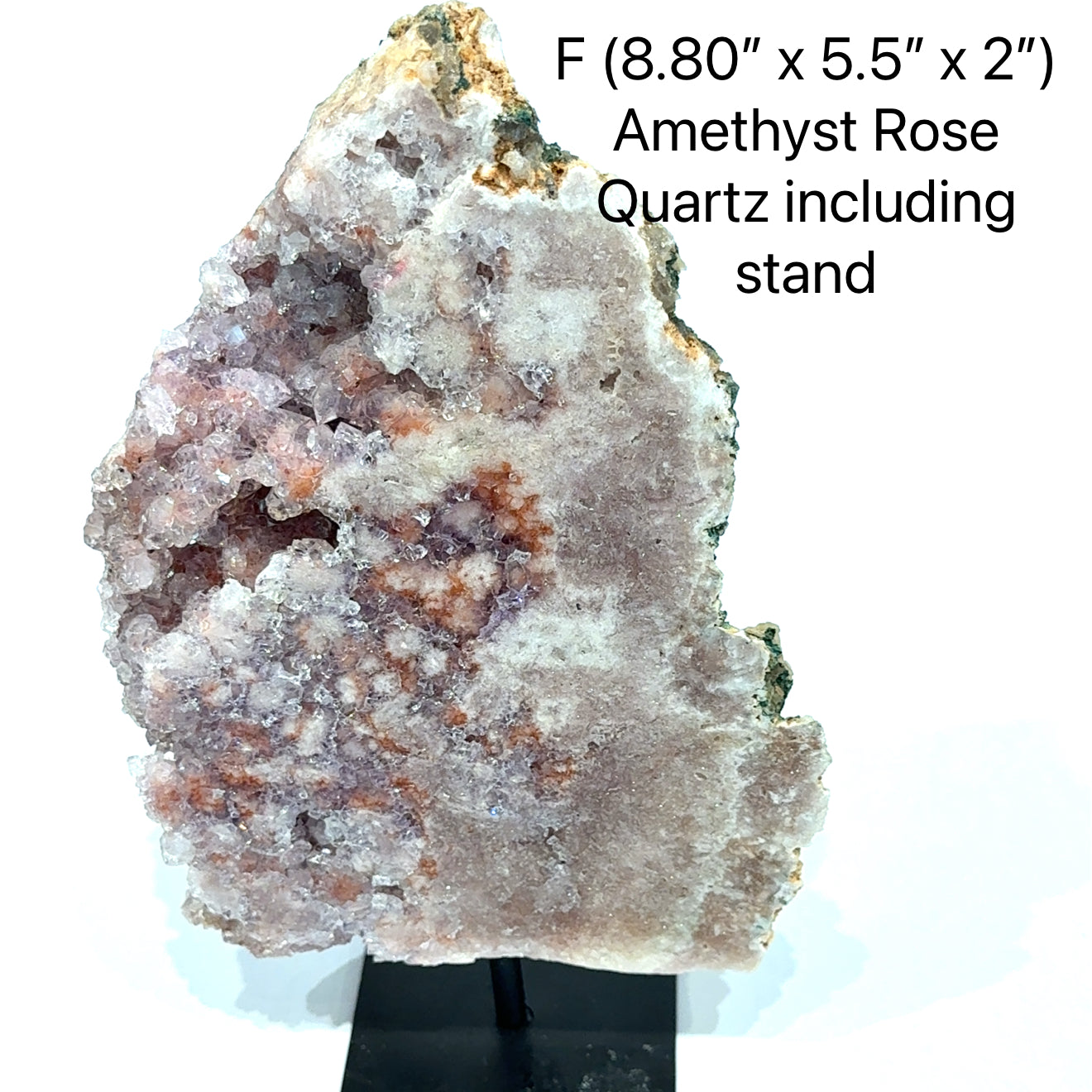 Pink Amethyst & Rose Quartz Display Crystal on Metal Stand | Heart-Healing Home Décor & Spiritual Gift