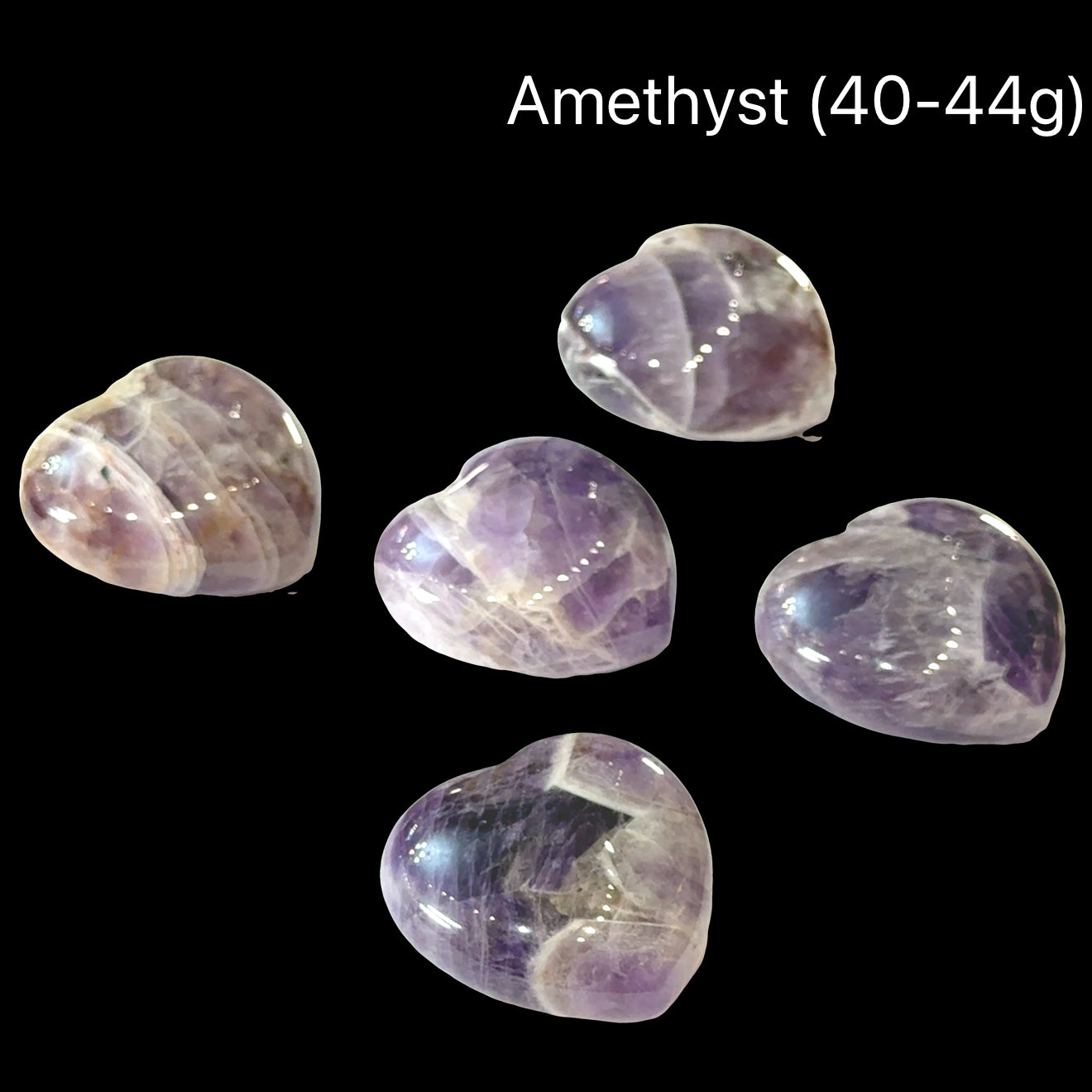 Amethyst Gemstone Carved Hearts from Brazil & Uruguay