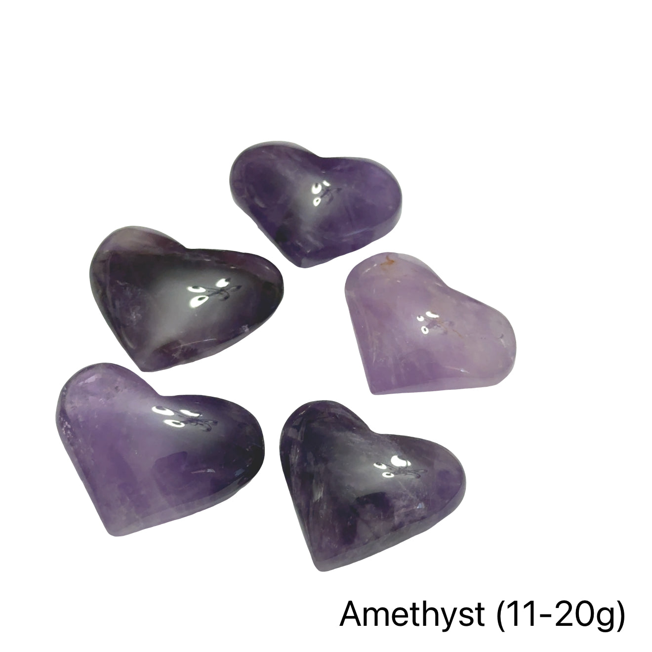 Amethyst Gemstone Carved Hearts from Brazil & Uruguay