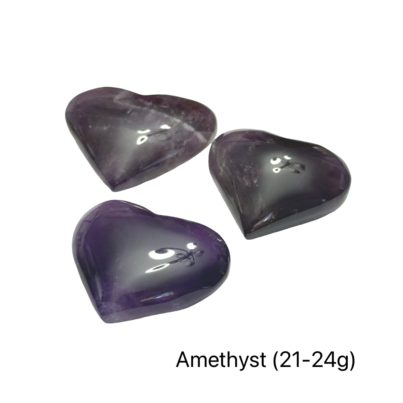 Amethyst Gemstone Carved Hearts from Brazil & Uruguay