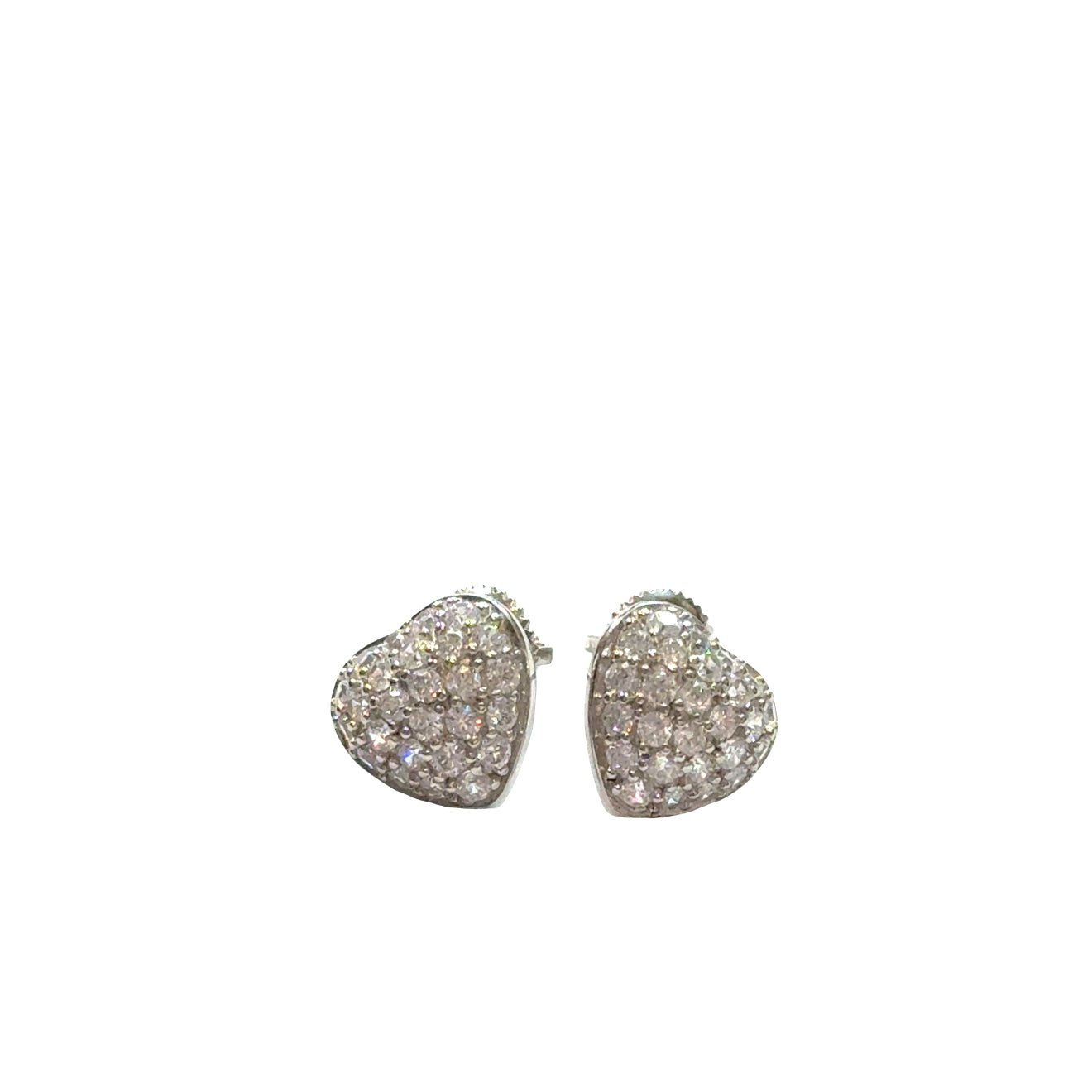 Sterling Silver Heart Stud Earrings with CZ's
